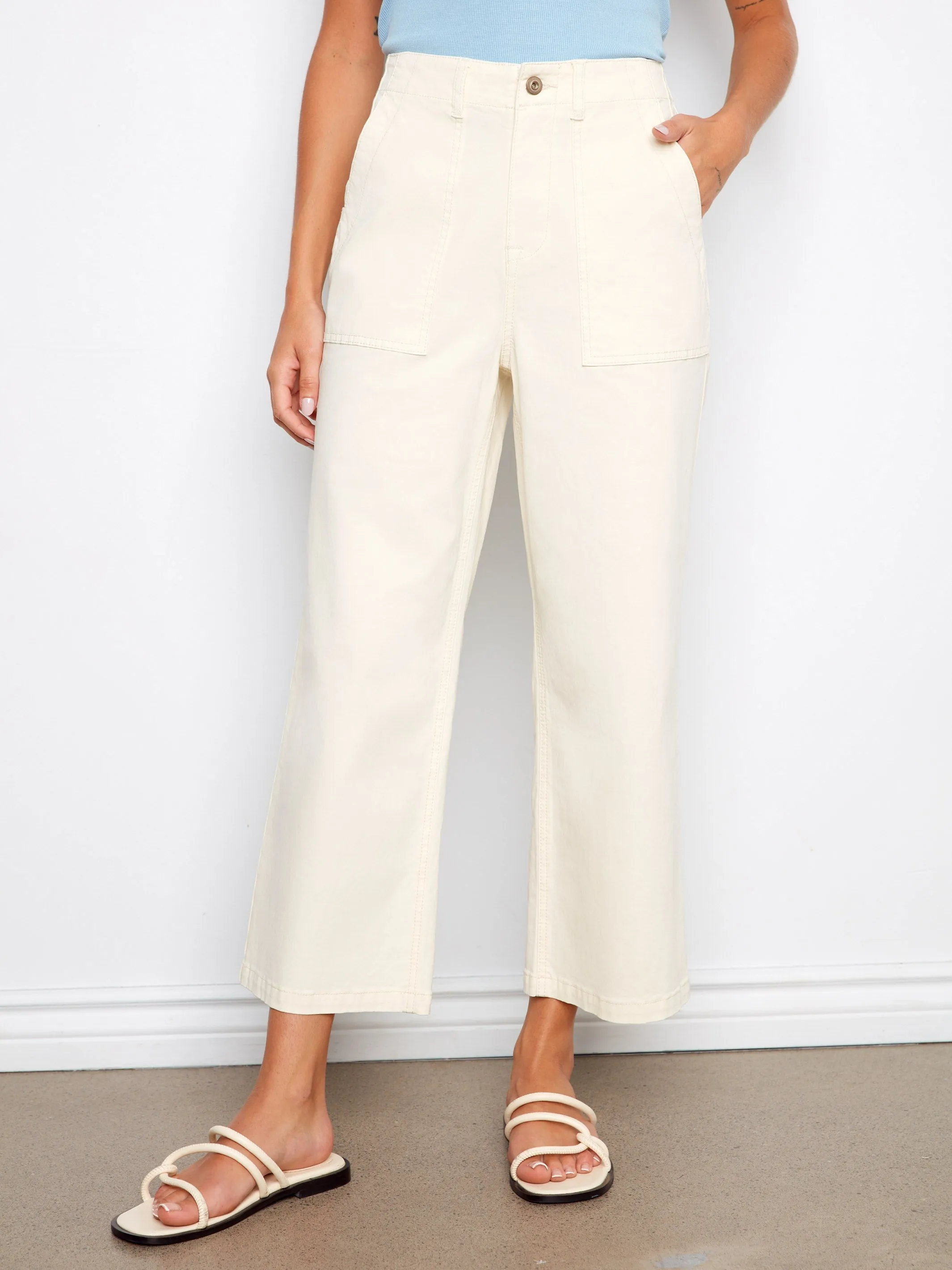 Cropped Utility Pocket Twill Pants - Natural sold by Charlie B product image thumbnail 2