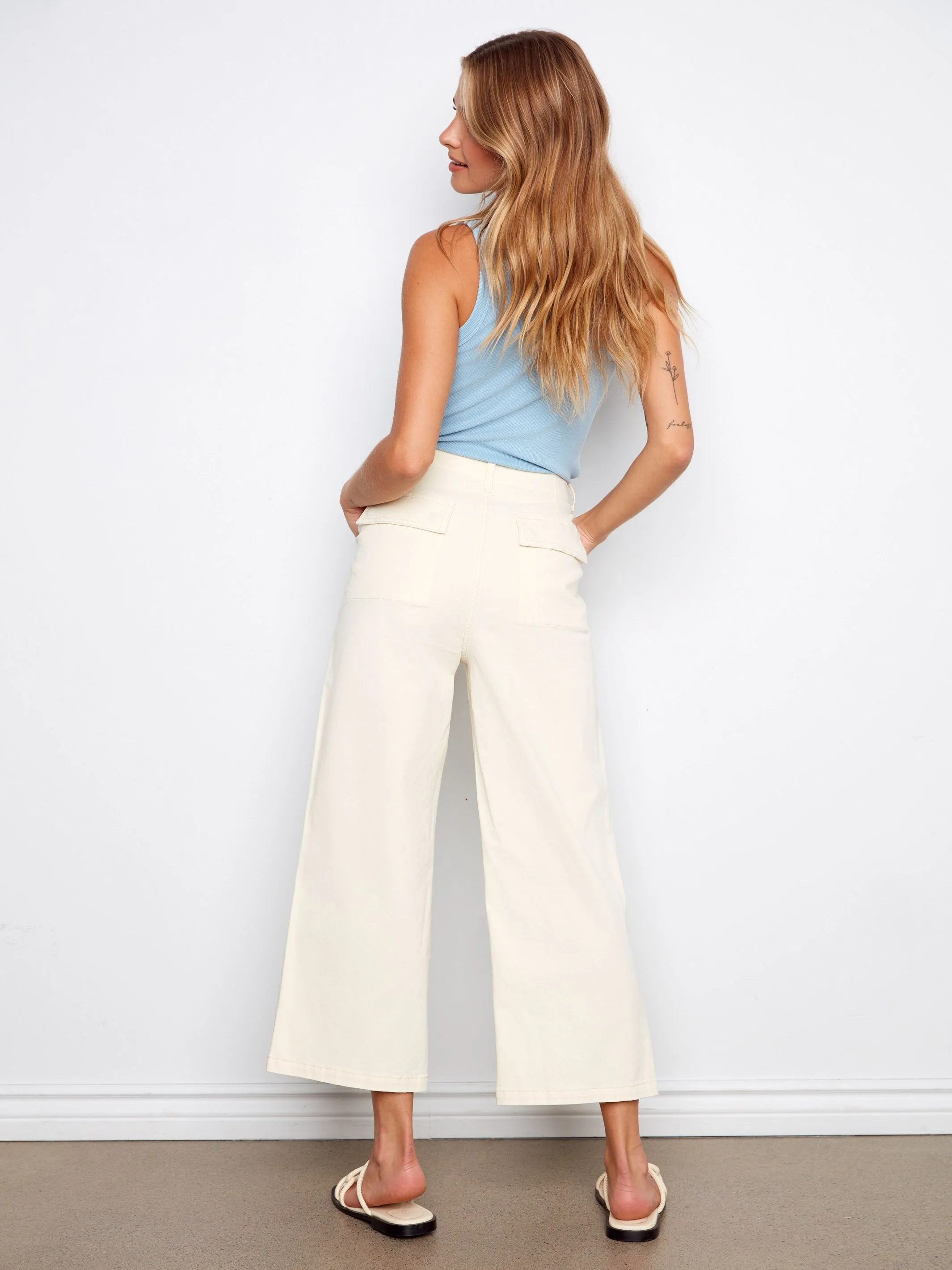 Cropped Utility Pocket Twill Pants - Natural sold by Charlie B product image thumbnail 4