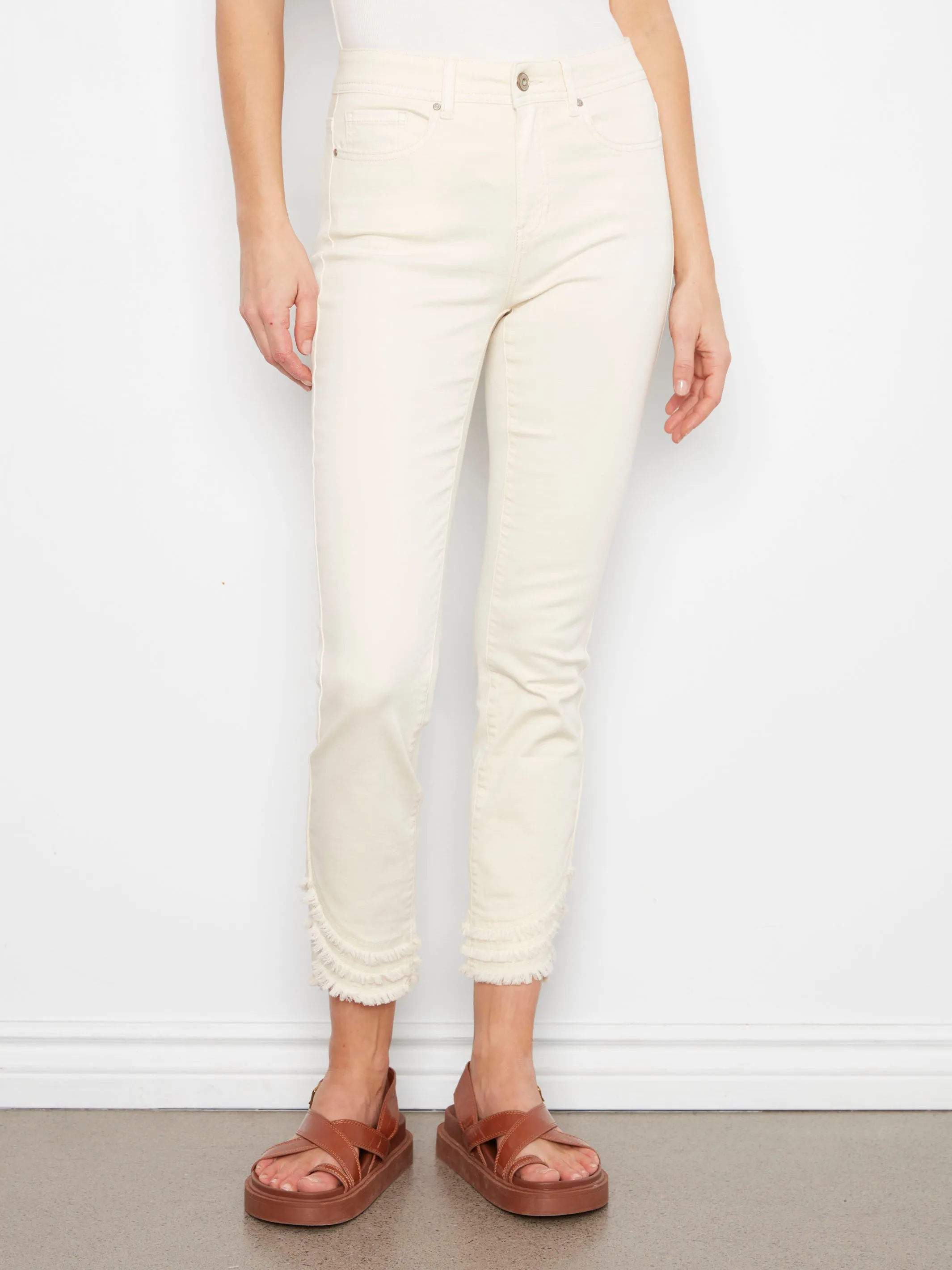 Frayed Hem Twill Pants - Natural sold by Charlie B product image thumbnail 2