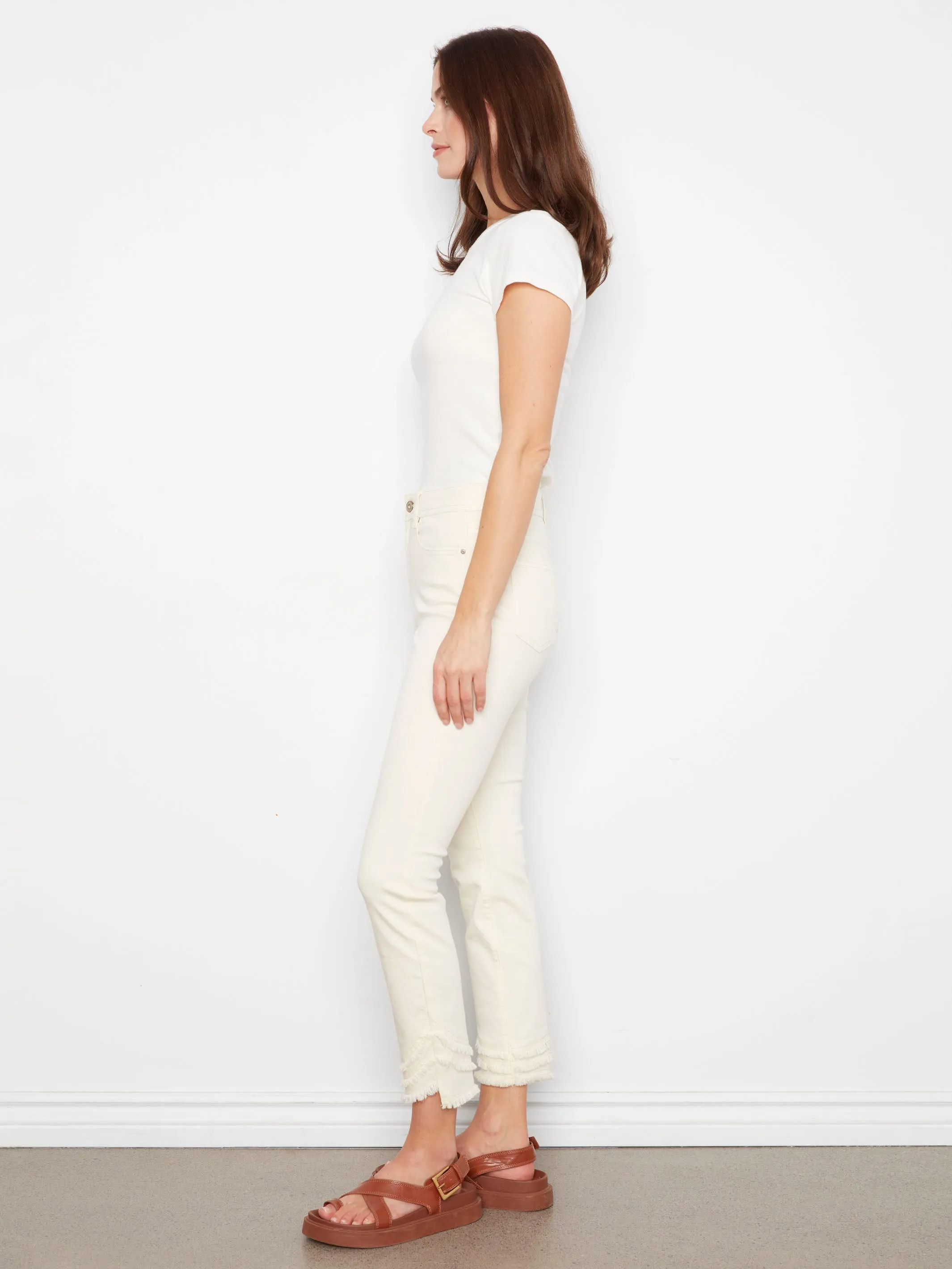 Frayed Hem Twill Pants - Natural sold by Charlie B product image thumbnail 3