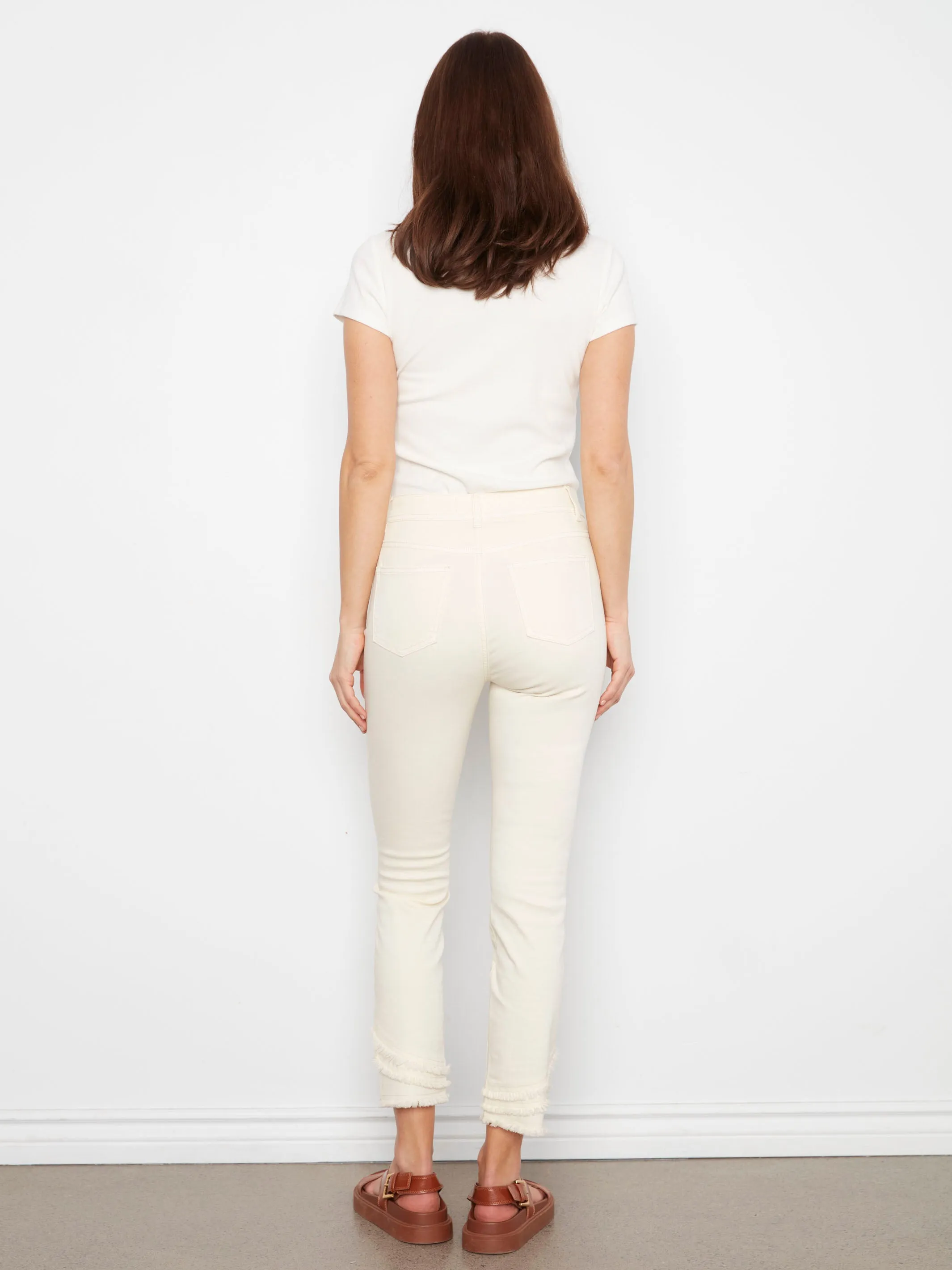 Frayed Hem Twill Pants - Natural sold by Charlie B product image thumbnail 4