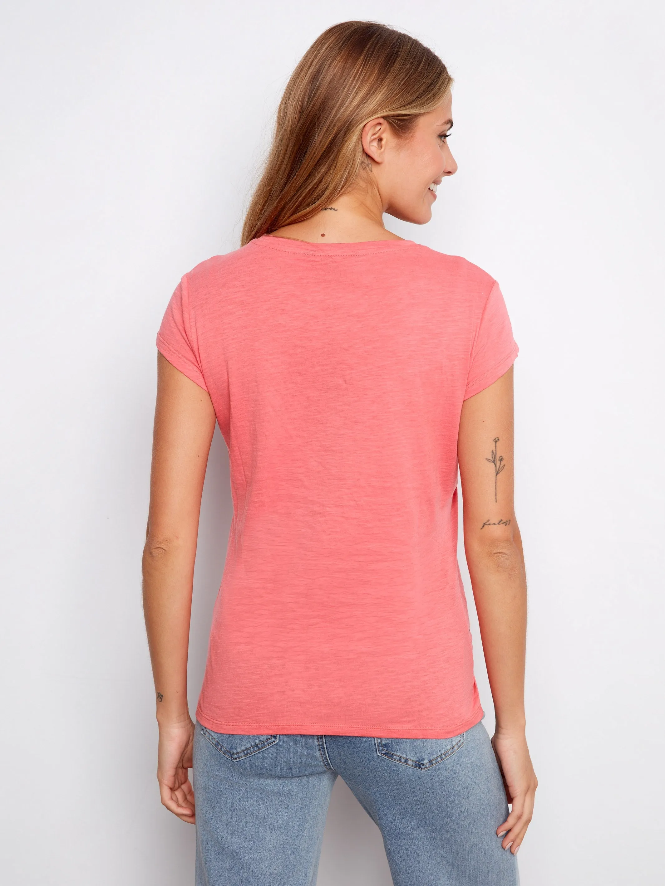 Organic Cotton T-Shirt With Heart Cut-Out - Sorbet sold by Charlie B product image thumbnail 3