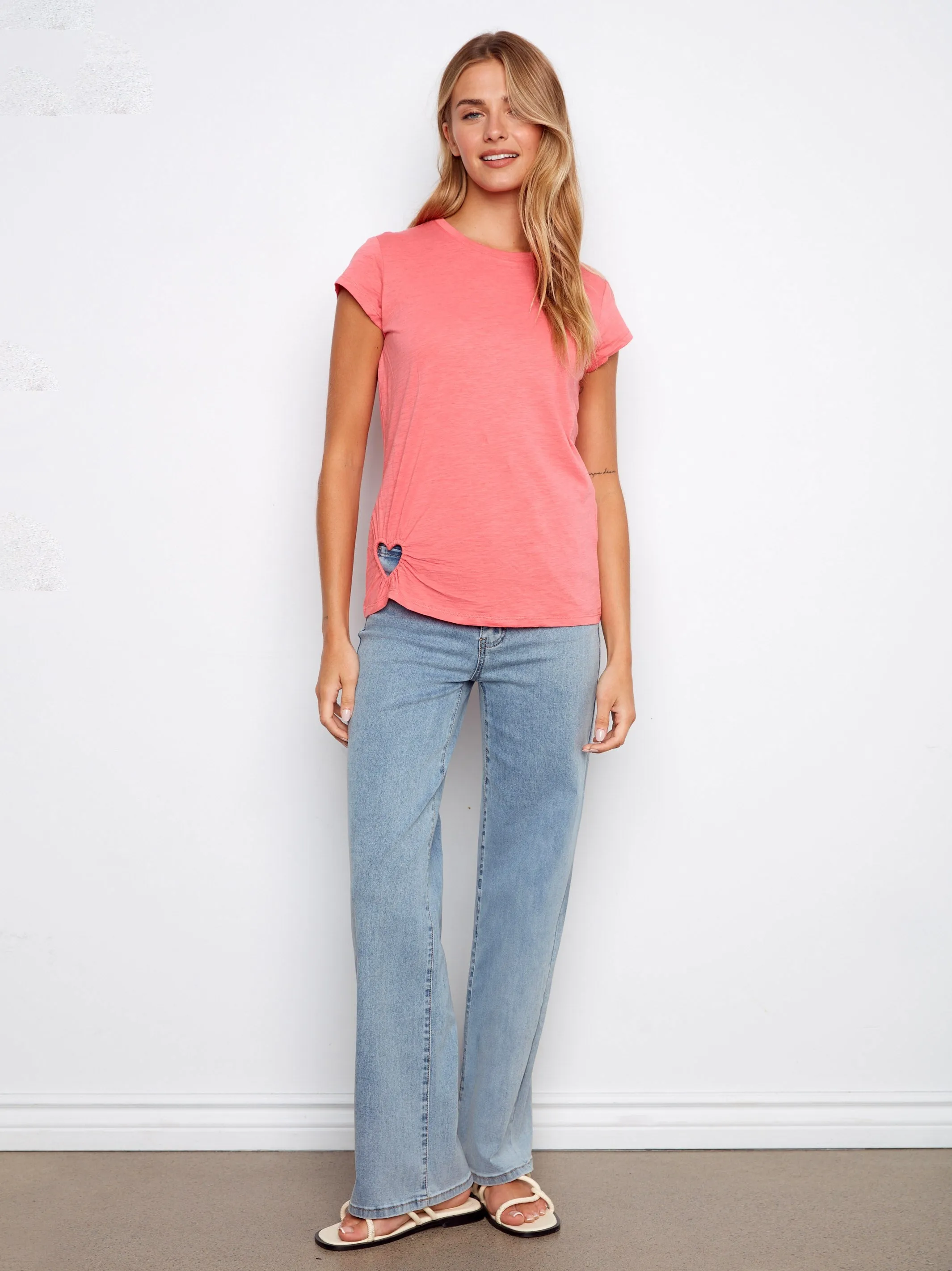 Organic Cotton T-Shirt With Heart Cut-Out - Sorbet sold by Charlie B product image thumbnail 2