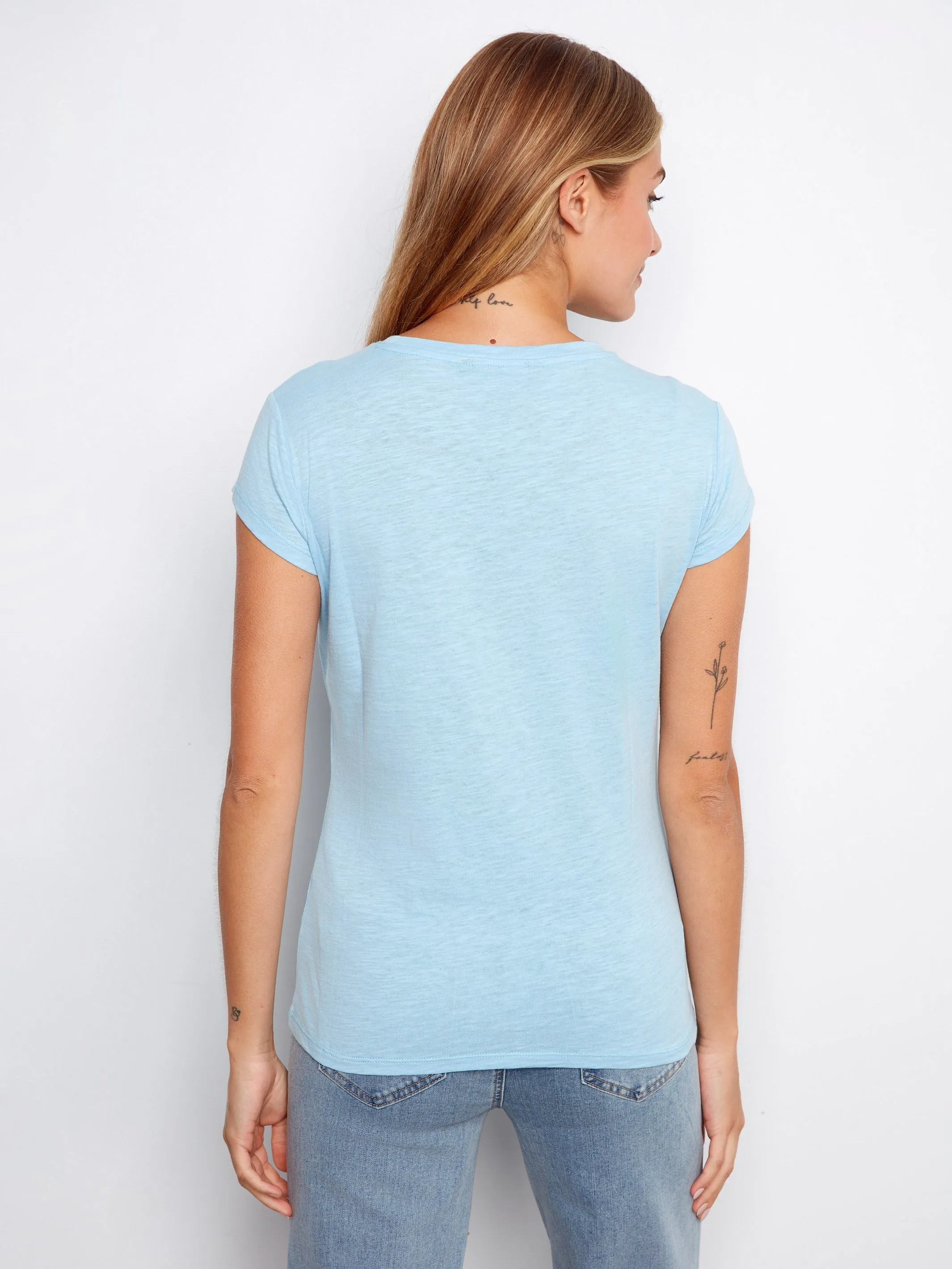 Organic Cotton T-Shirt With Heart Cut-Out - Bluebell sold by Charlie B product image thumbnail 4