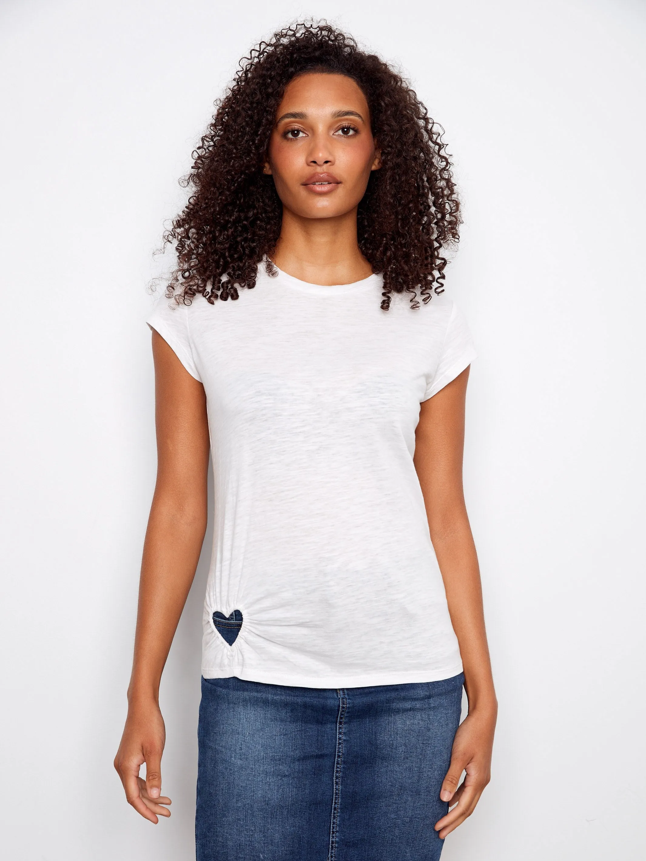 Organic Cotton T-Shirt With Heart Cut-Out - White sold by Charlie B product image thumbnail 4