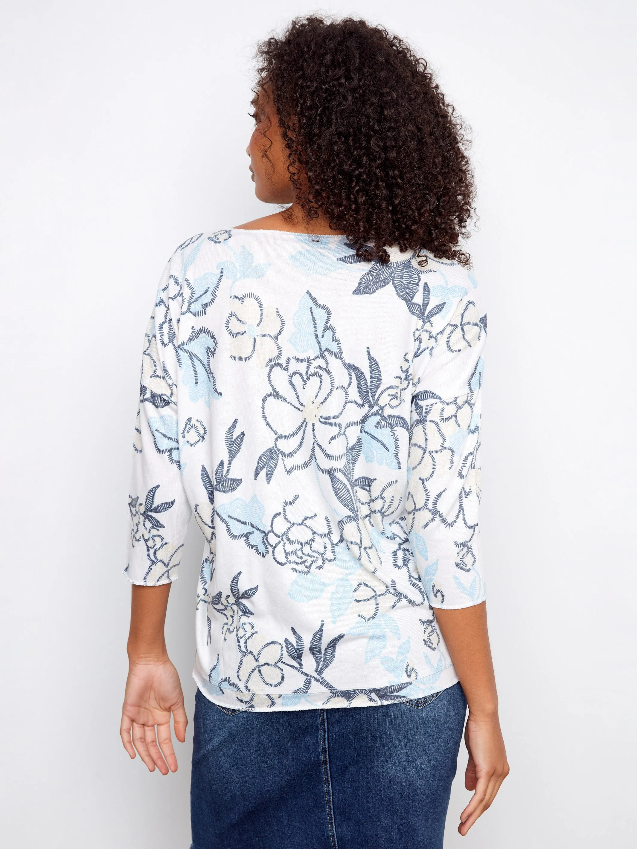 Printed V-Neck Knit Top - Windflower sold by Charlie B product image thumbnail 4