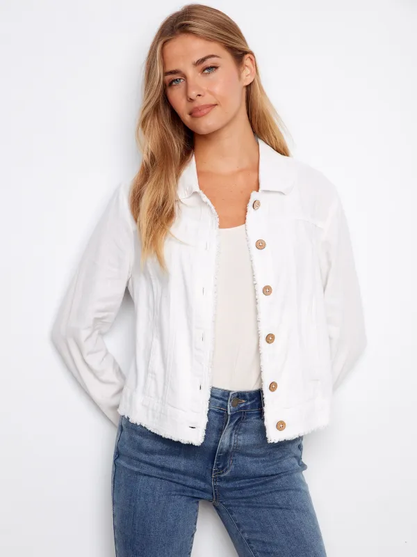 Linen Blend Jacket - White made by Charlie B