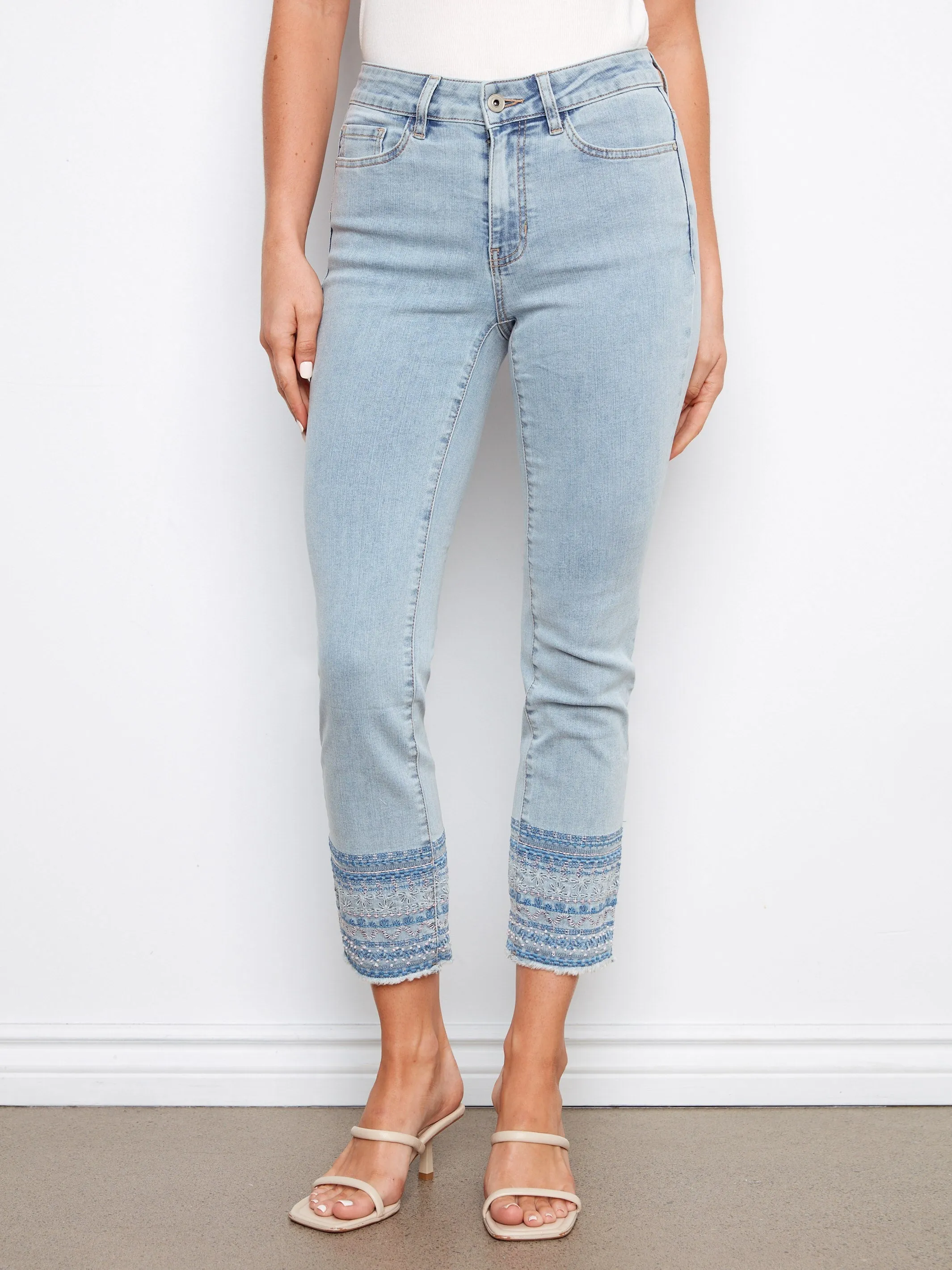 Embroidered Hem Jeans - Light Blue sold by Charlie B product image thumbnail 5
