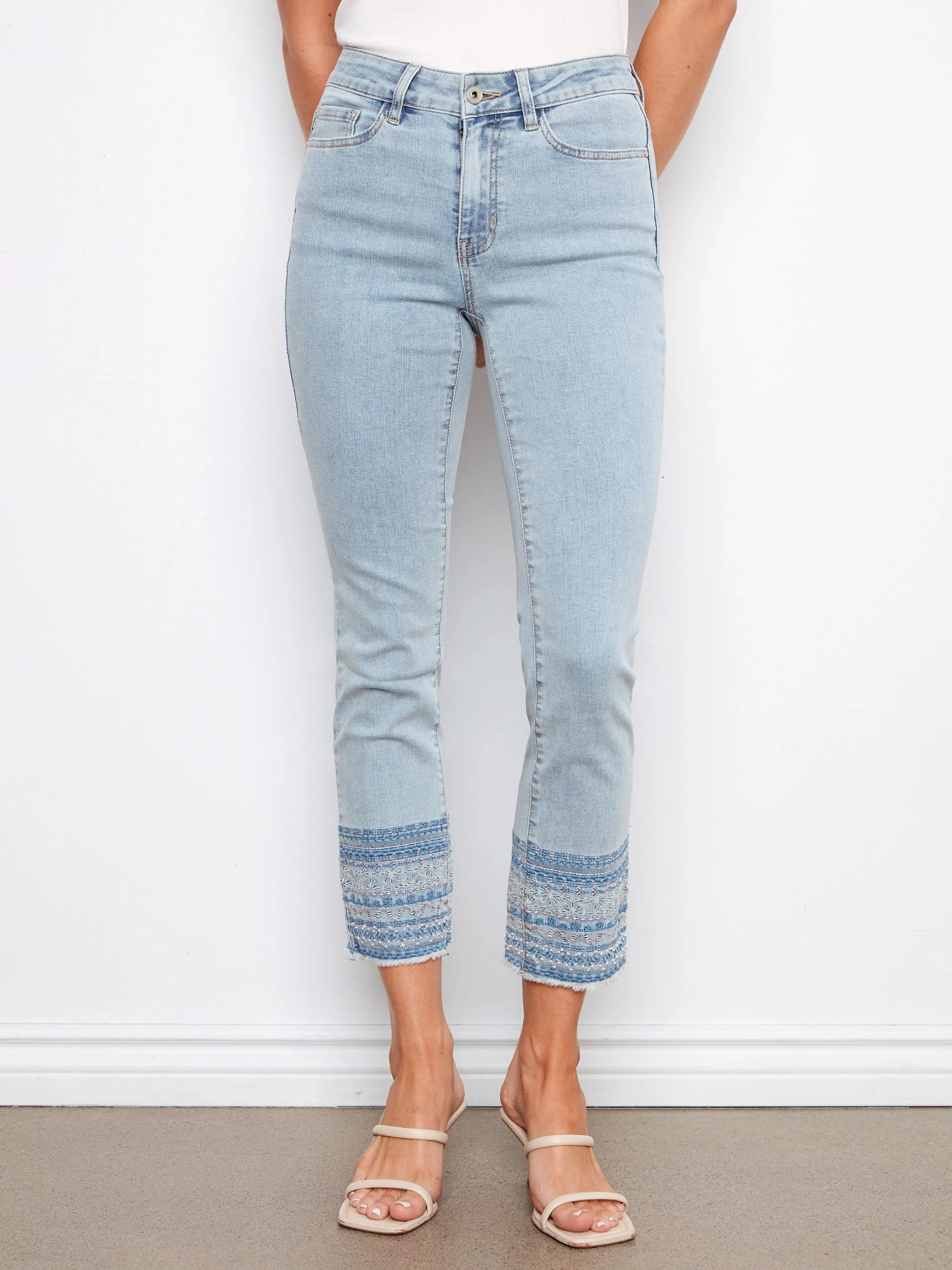 Embroidered Hem Jeans - Light Blue sold by Charlie B product image thumbnail 2