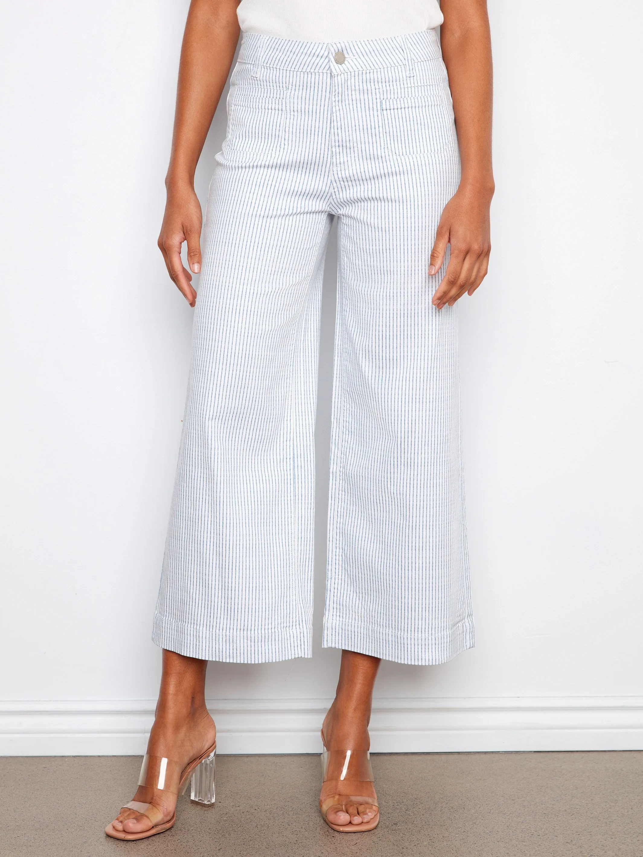 Striped Cropped Patch Pocket Flare Twill Pants - Lines sold by Charlie B product image thumbnail 4