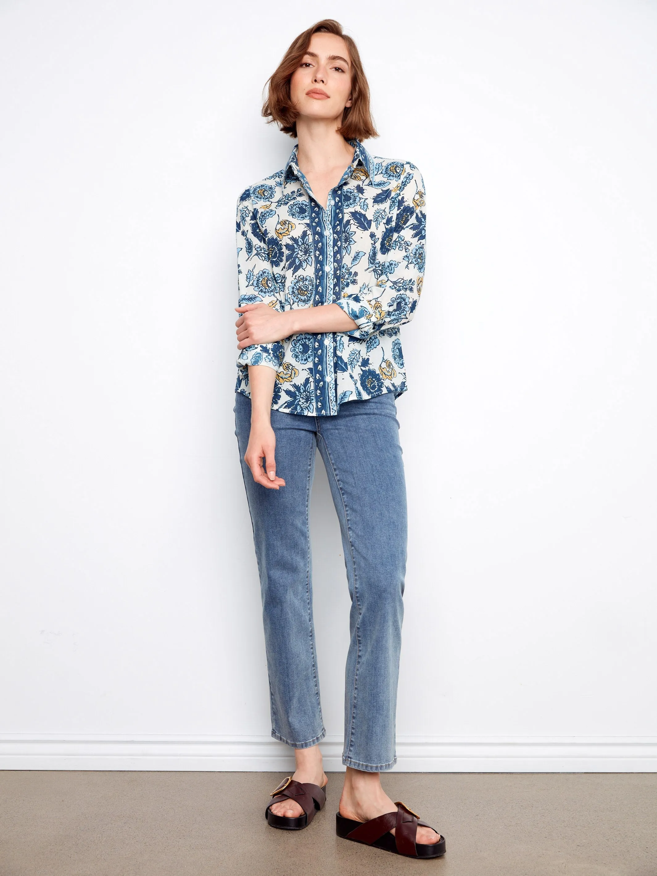 Printed Cotton Voile Button-Up Blouse - Bloselle sold by Charlie B product image thumbnail 2