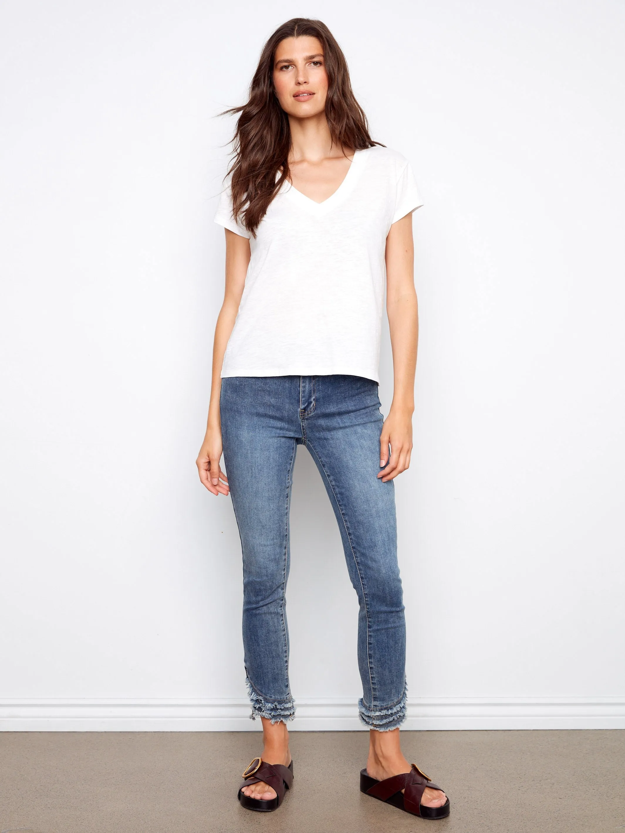 Organic Cotton Drop Shoulder V-Neck T-Shirt - White sold by Charlie B product image thumbnail 2