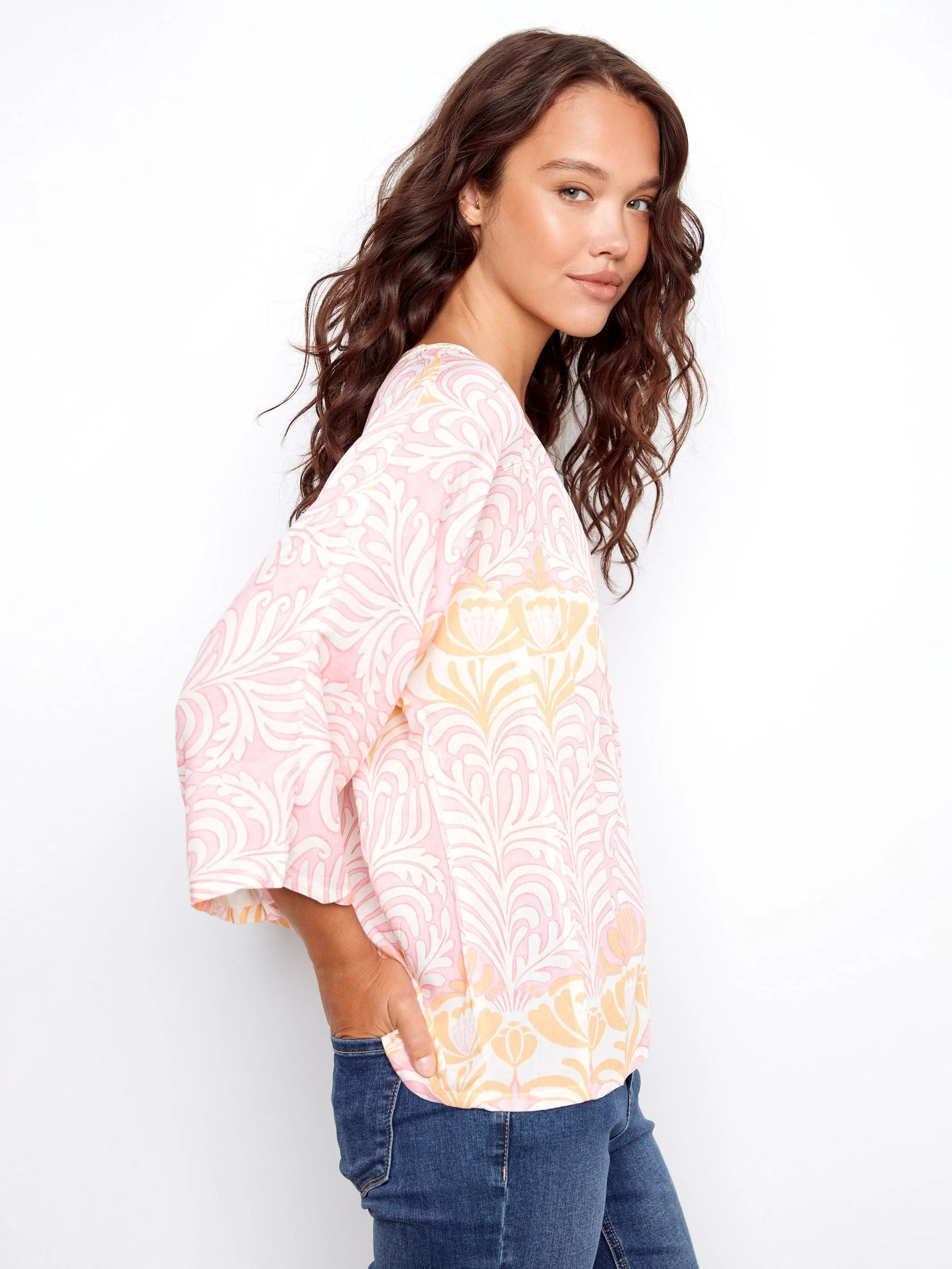 Printed Viscose Blouse With Front Button Detail - Maeva sold by Charlie B product image thumbnail 2