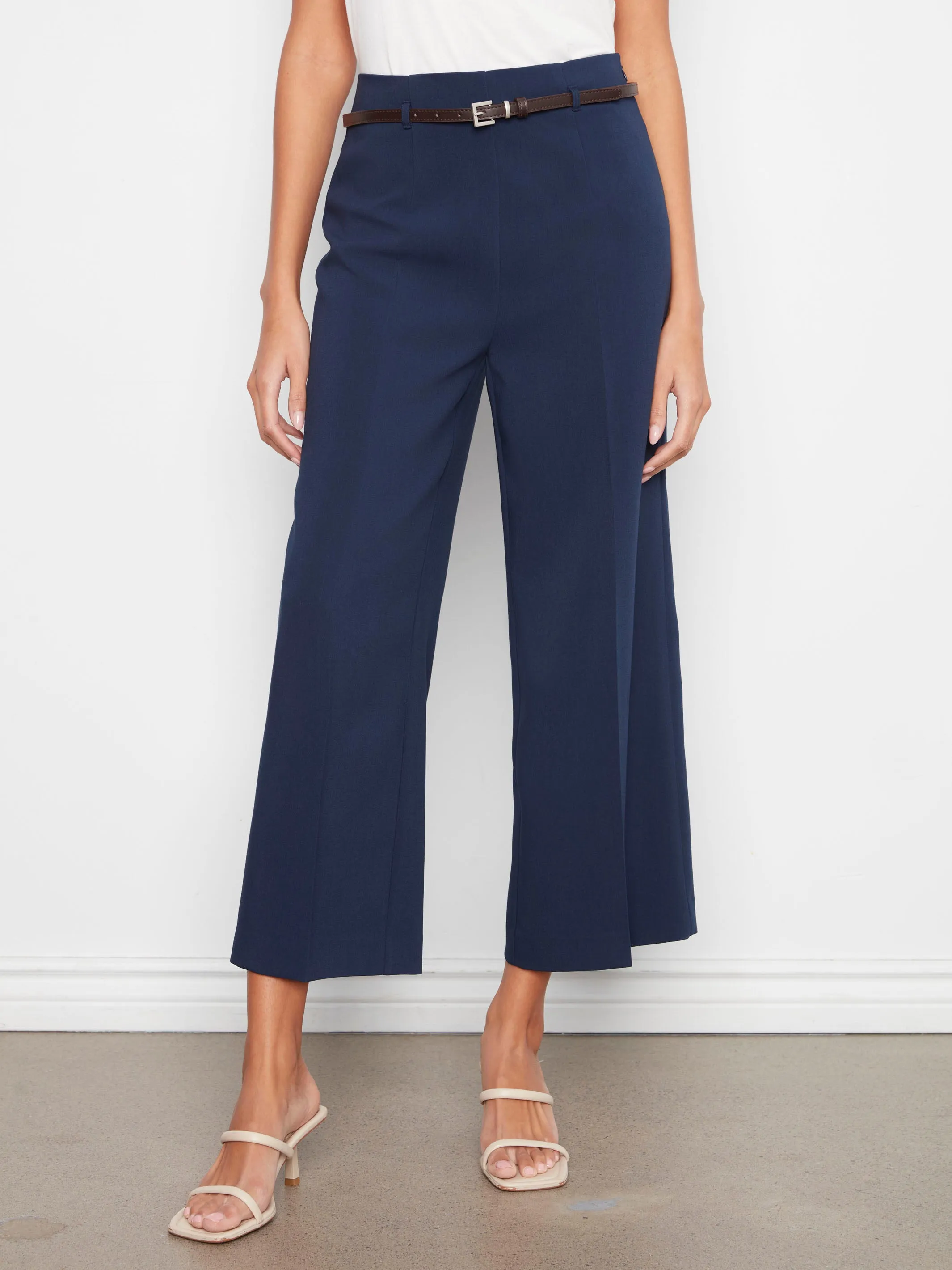 Cropped Dressy Belted Pants - Navy sold by Charlie B product image thumbnail 2
