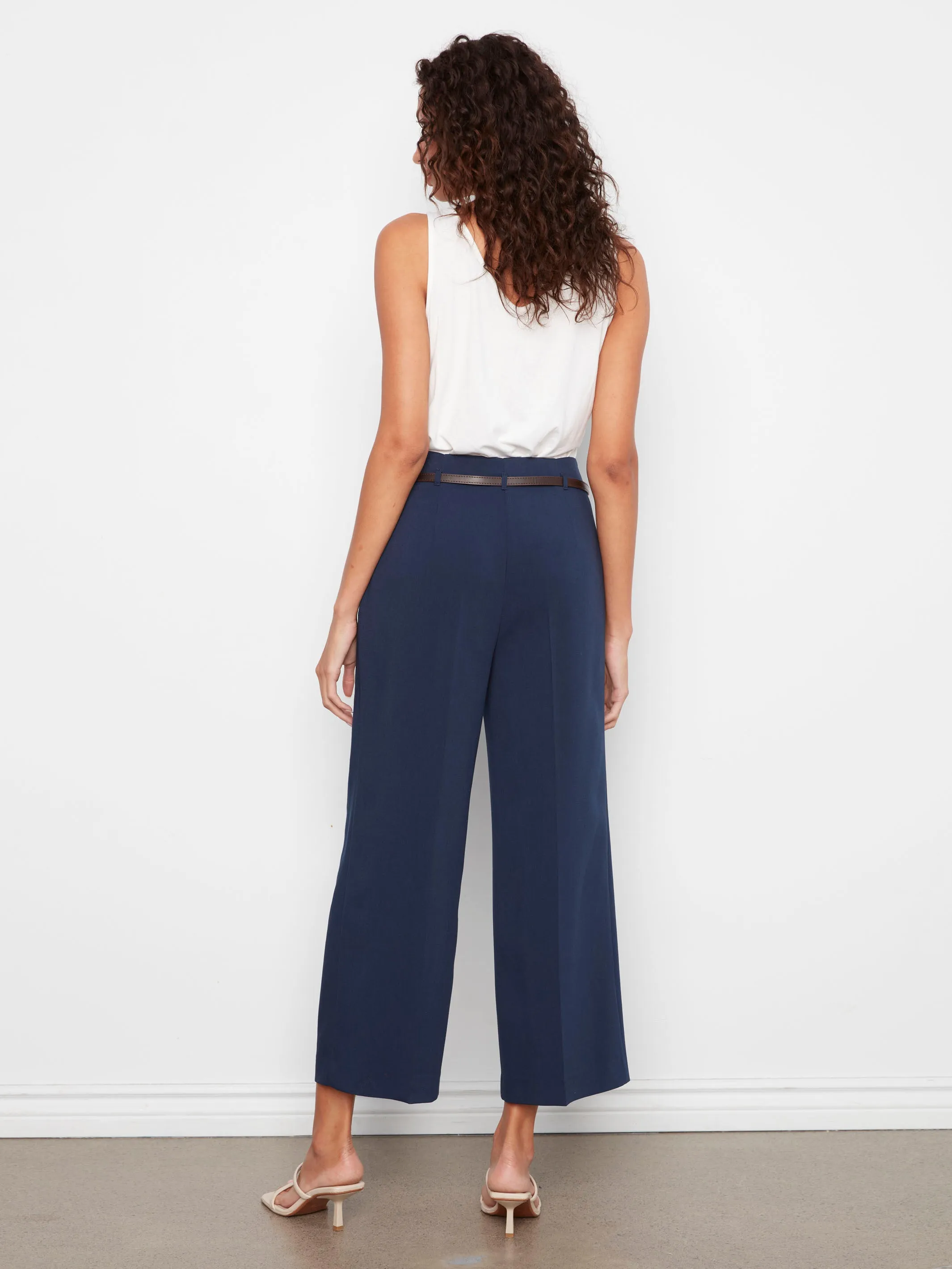 Cropped Dressy Belted Pants - Navy sold by Charlie B product image thumbnail 4