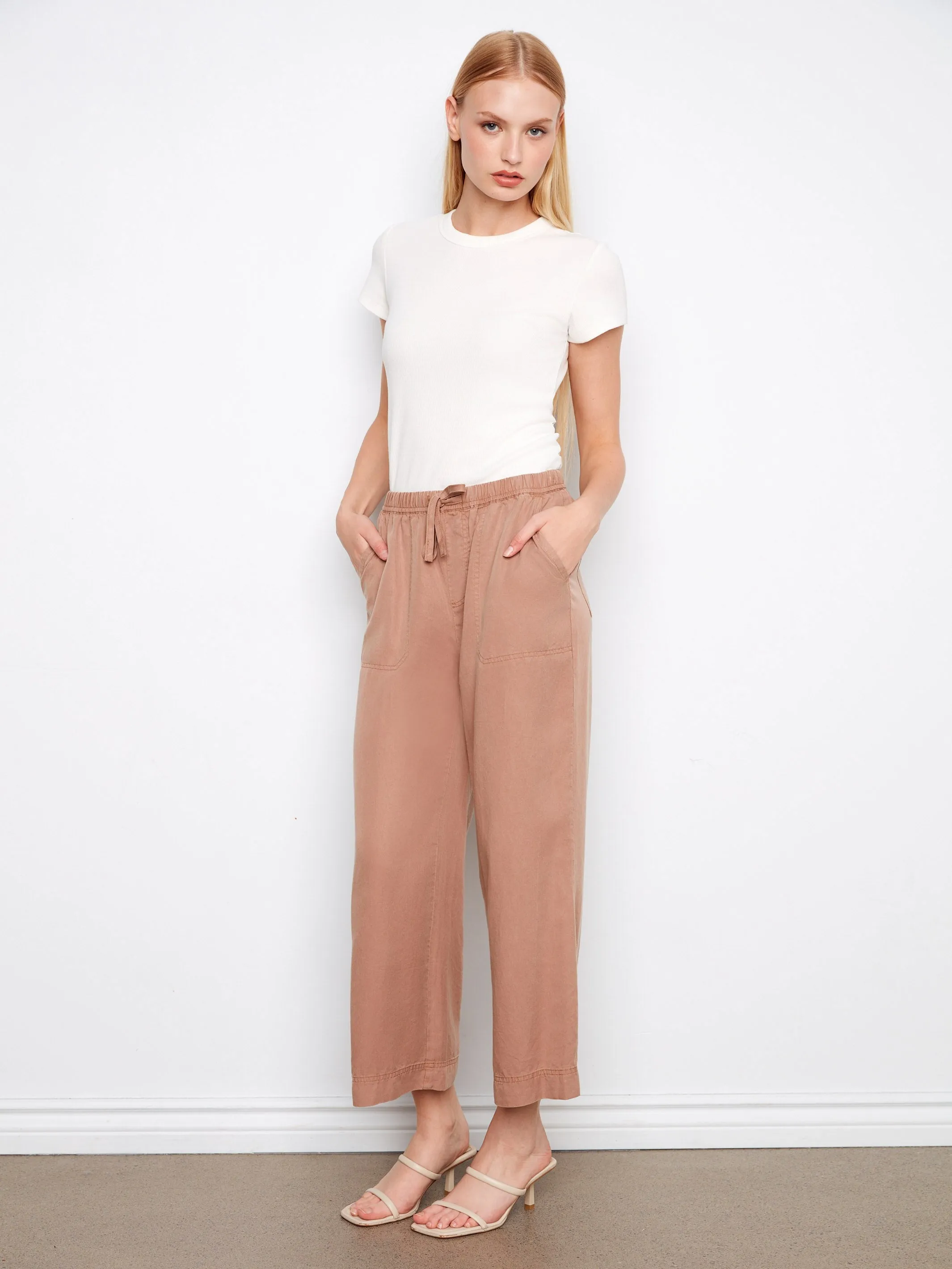 Tencel Wide Leg Jogger Pants - Desert sold by Charlie B product image thumbnail 3
