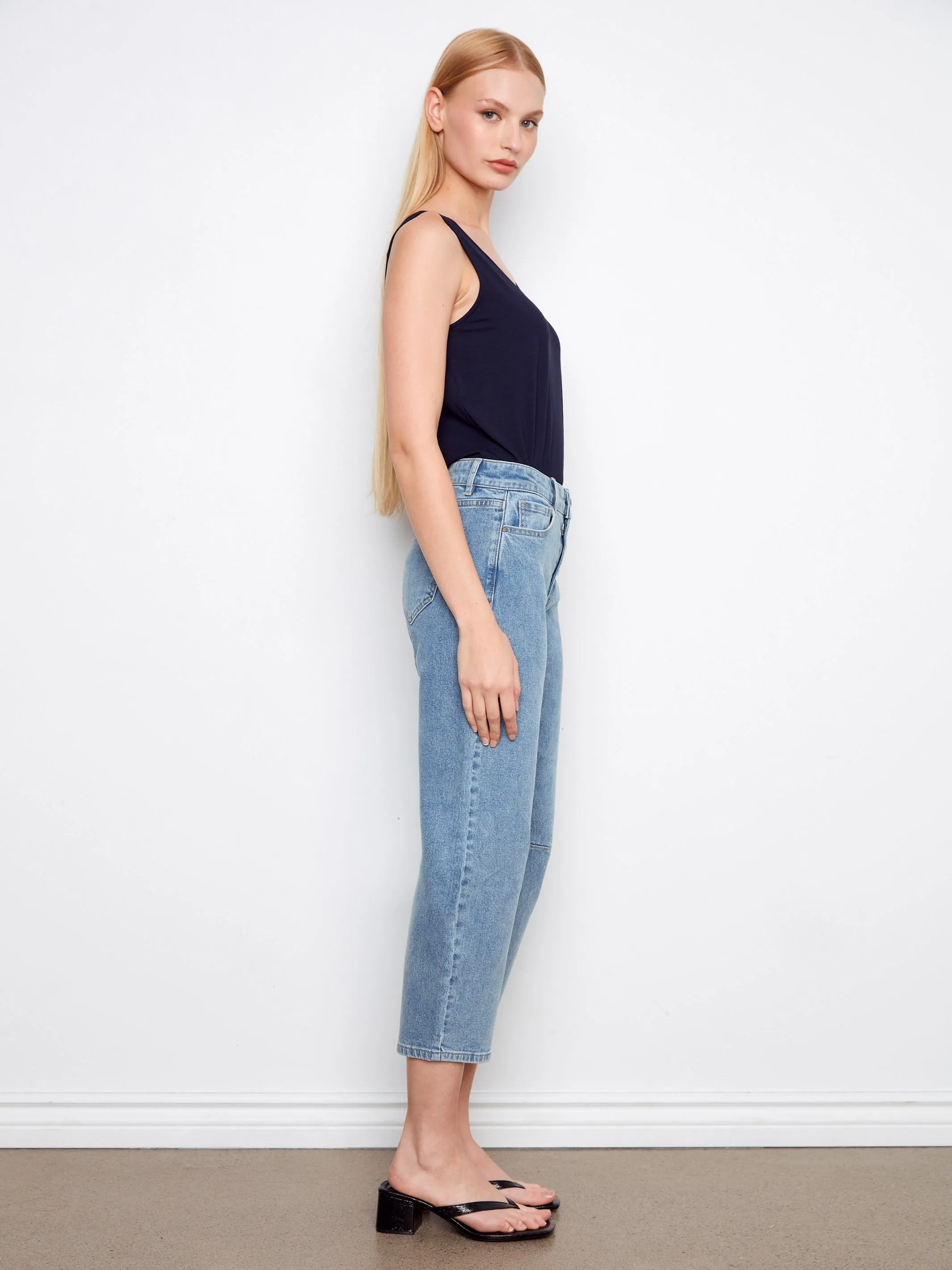 Cropped Barrel Jeans - Denim Blue sold by Charlie B product image thumbnail 4