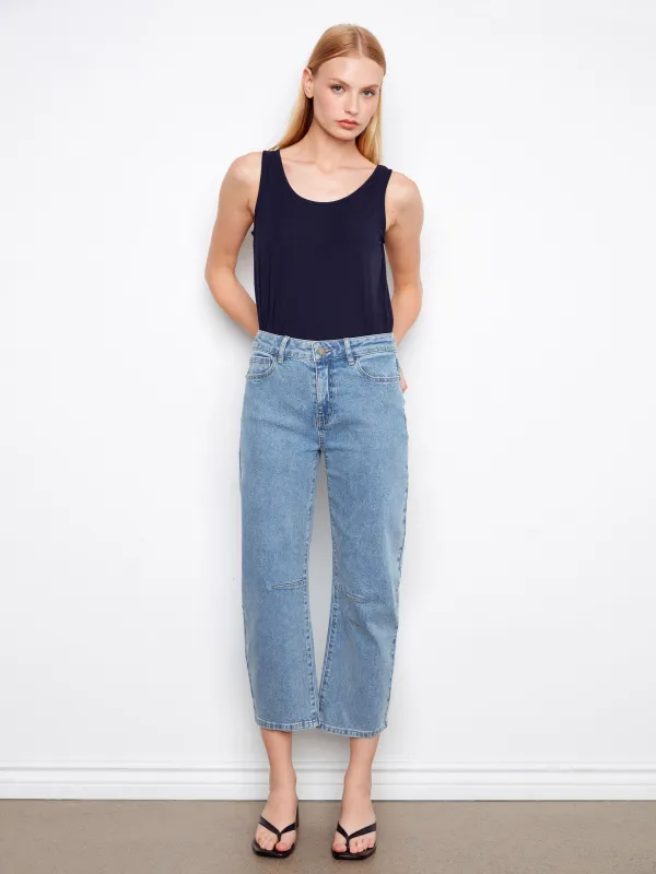 Cropped Barrel Jeans - Denim Blue sold by Charlie B