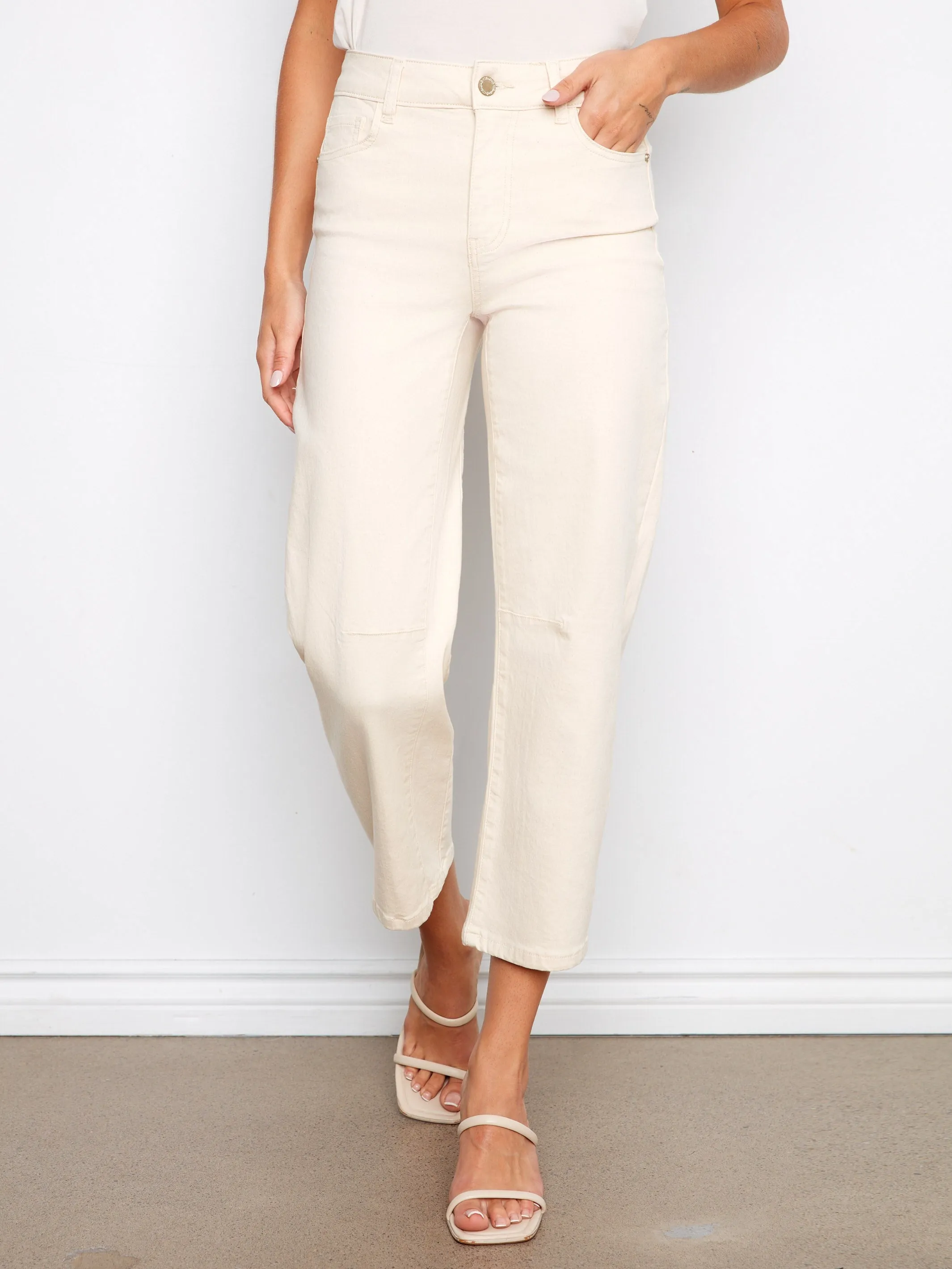 Cropped Barrel Twill Jeans - Natural sold by Charlie B product image thumbnail 3