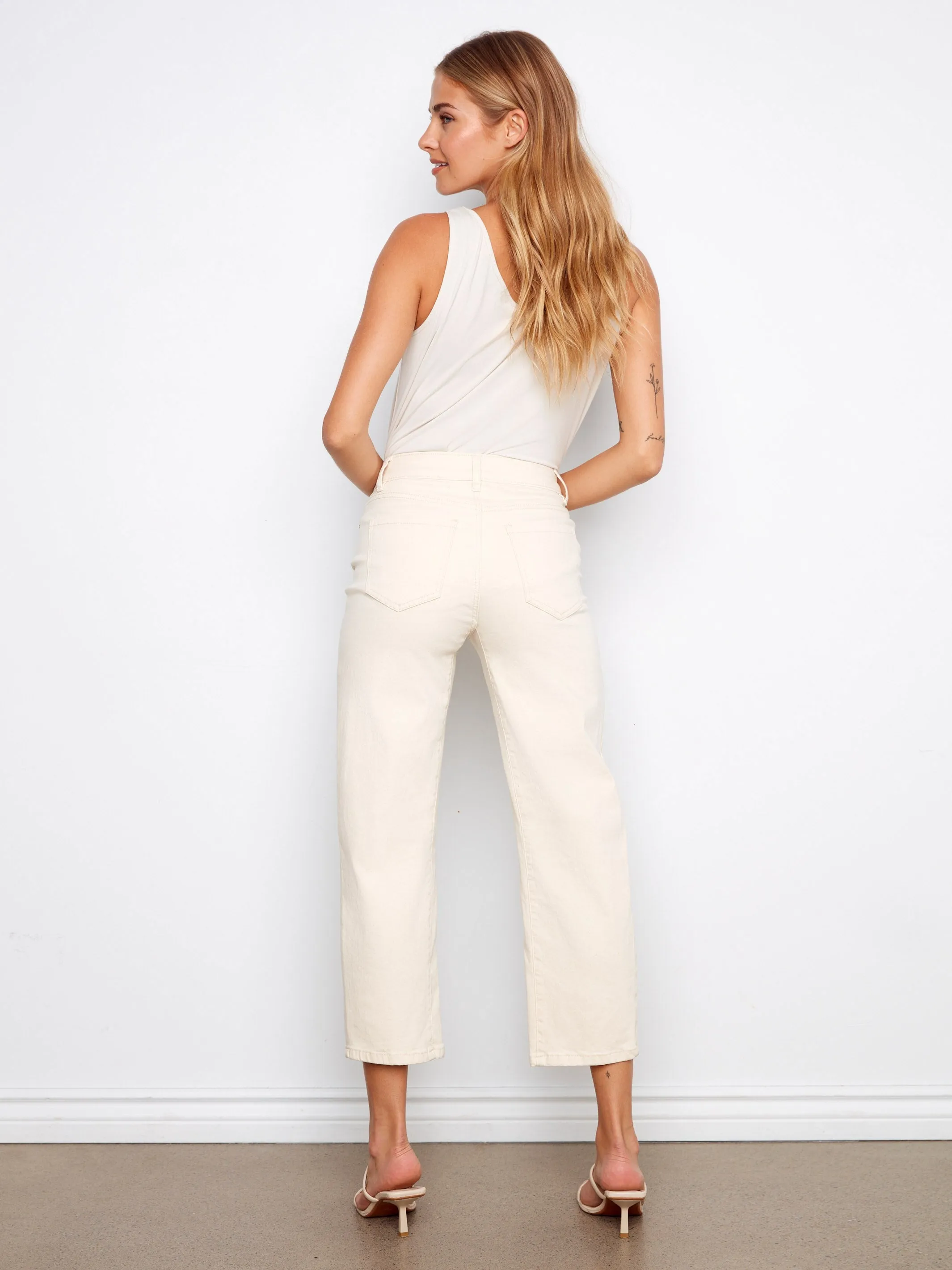 Cropped Barrel Twill Jeans - Natural sold by Charlie B product image thumbnail 4