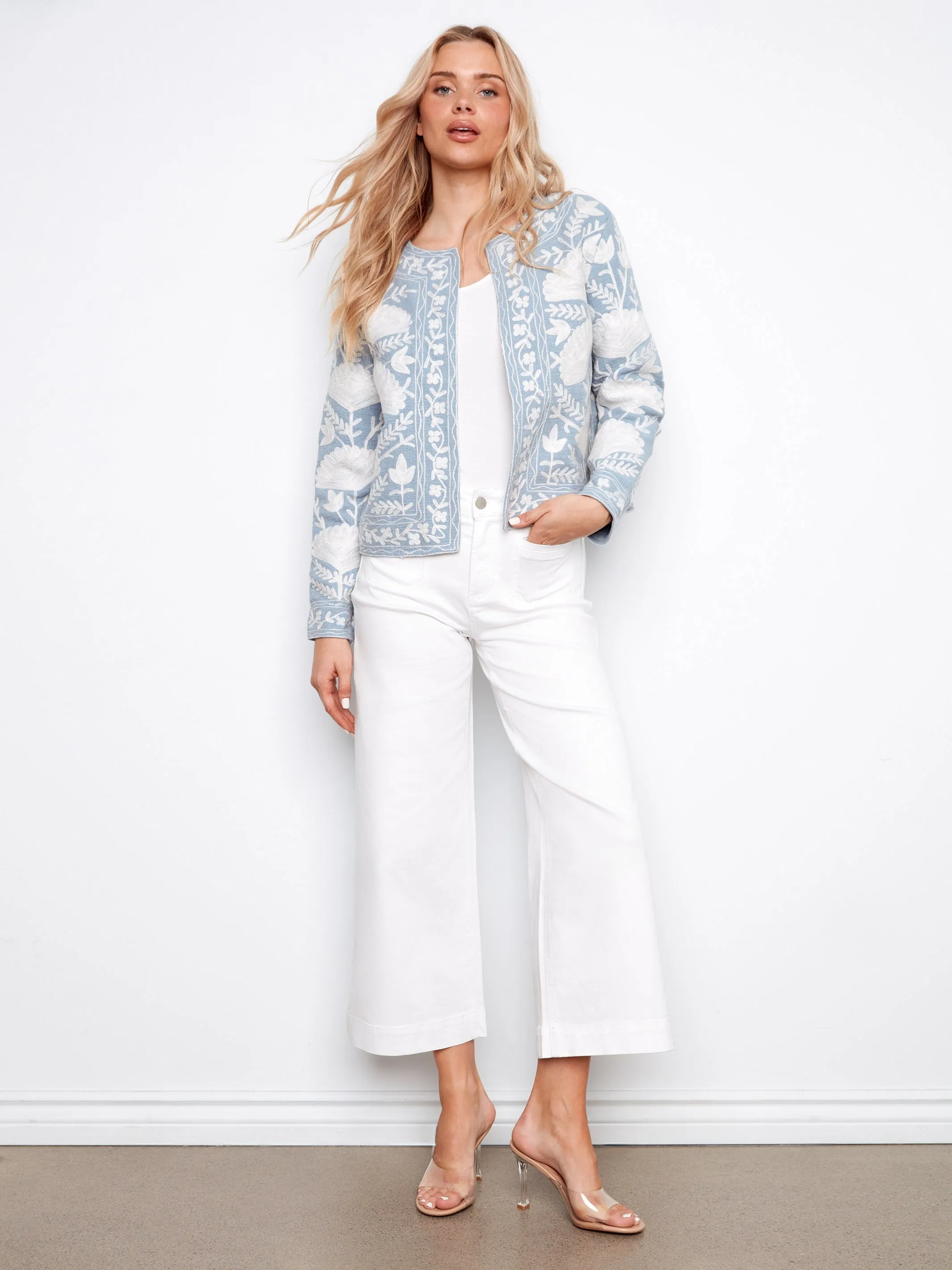 Embroidered Open Front Jacket - Scarlet sold by Charlie B product image thumbnail 2