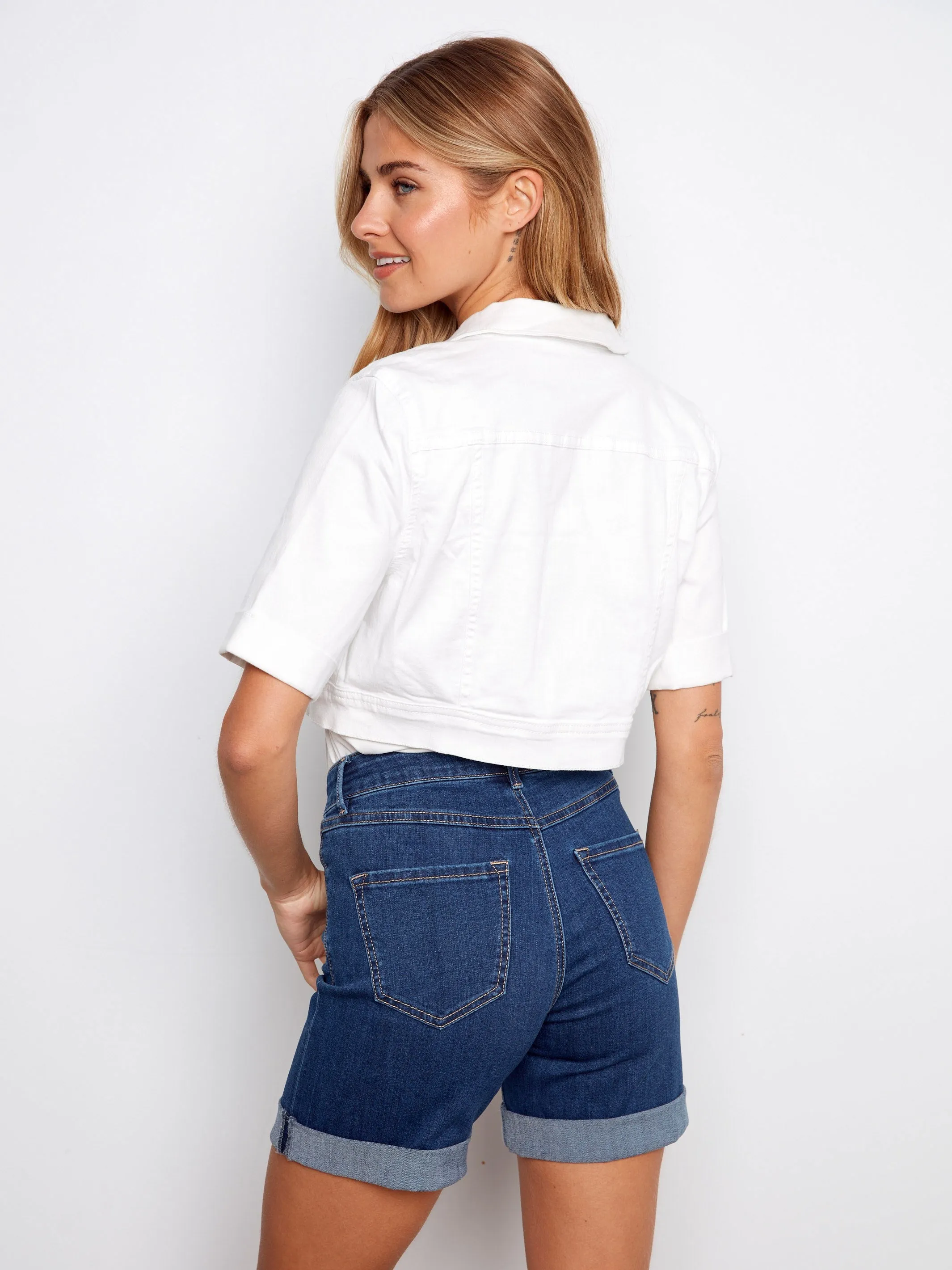 Cropped Denim Jacket - White sold by Charlie B product image thumbnail 3