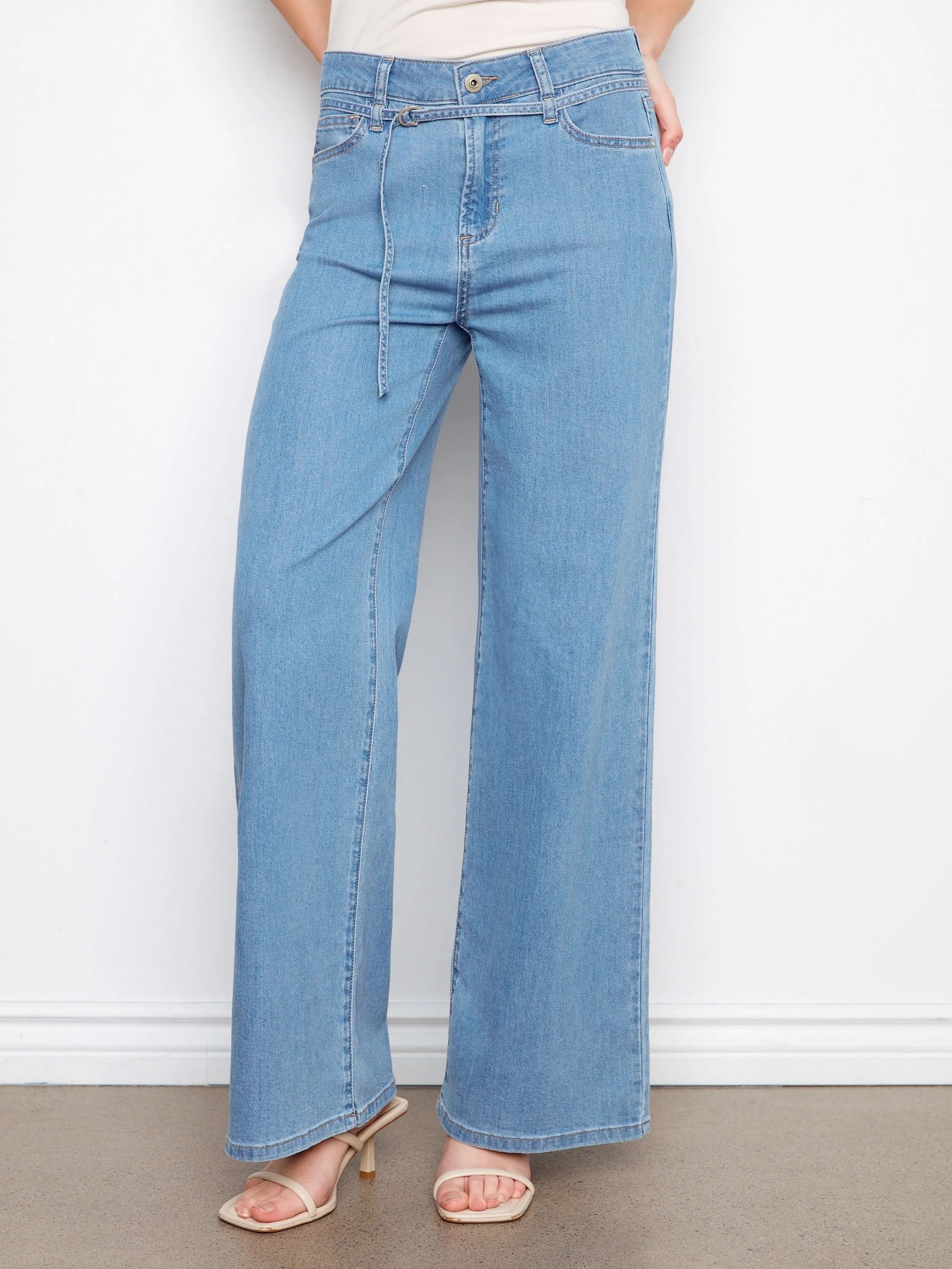 Belted Wide Leg Jeans - Light Blue sold by Charlie B product image thumbnail 3