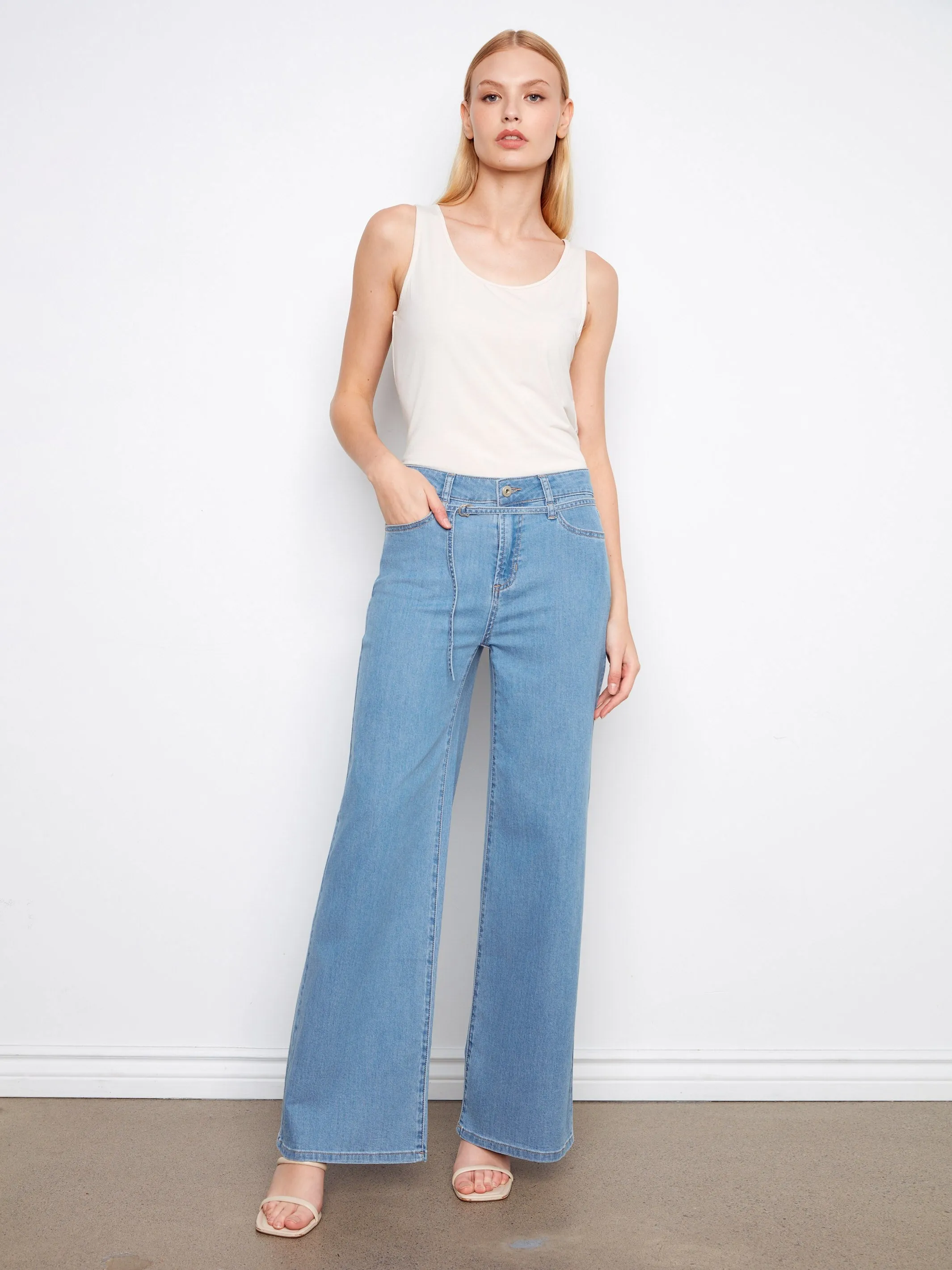 Belted Wide Leg Jeans - Light Blue sold by Charlie B product image thumbnail 2