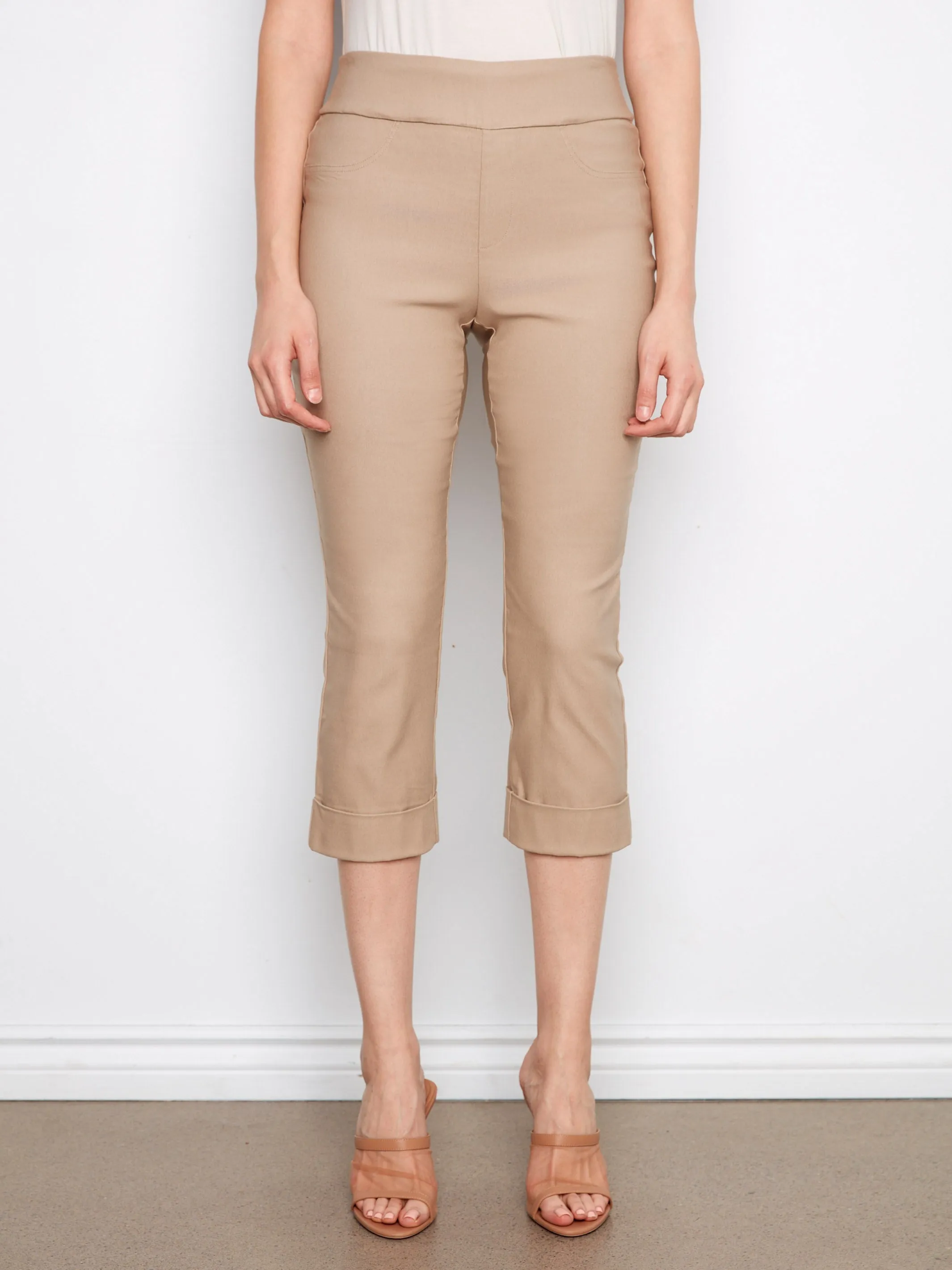 Stretch Pull-on Capris Pants - Greige sold by Charlie B product image thumbnail 2