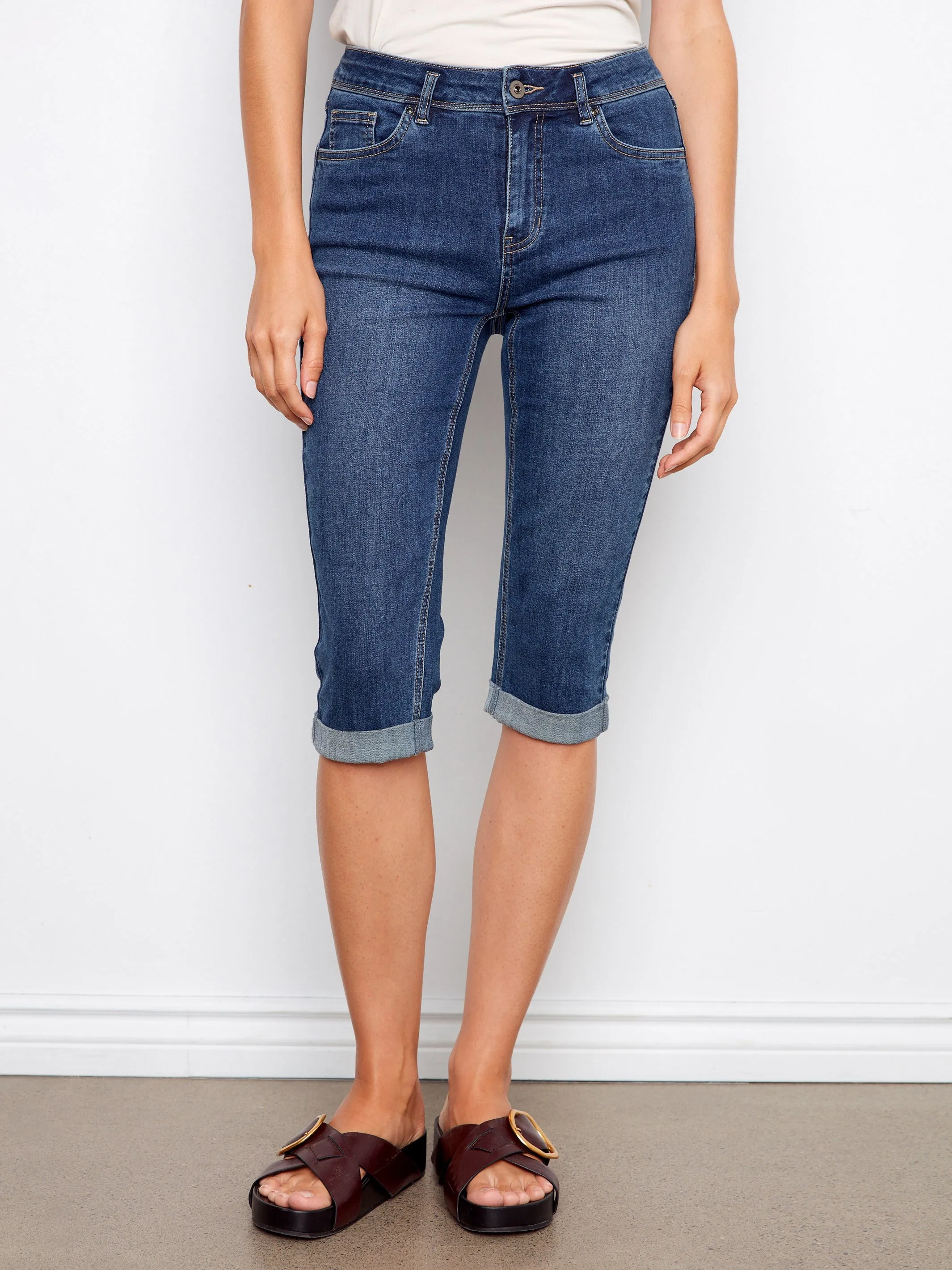 Stretch Denim Pedal Pushers - Indigo sold by Charlie B product image thumbnail 2