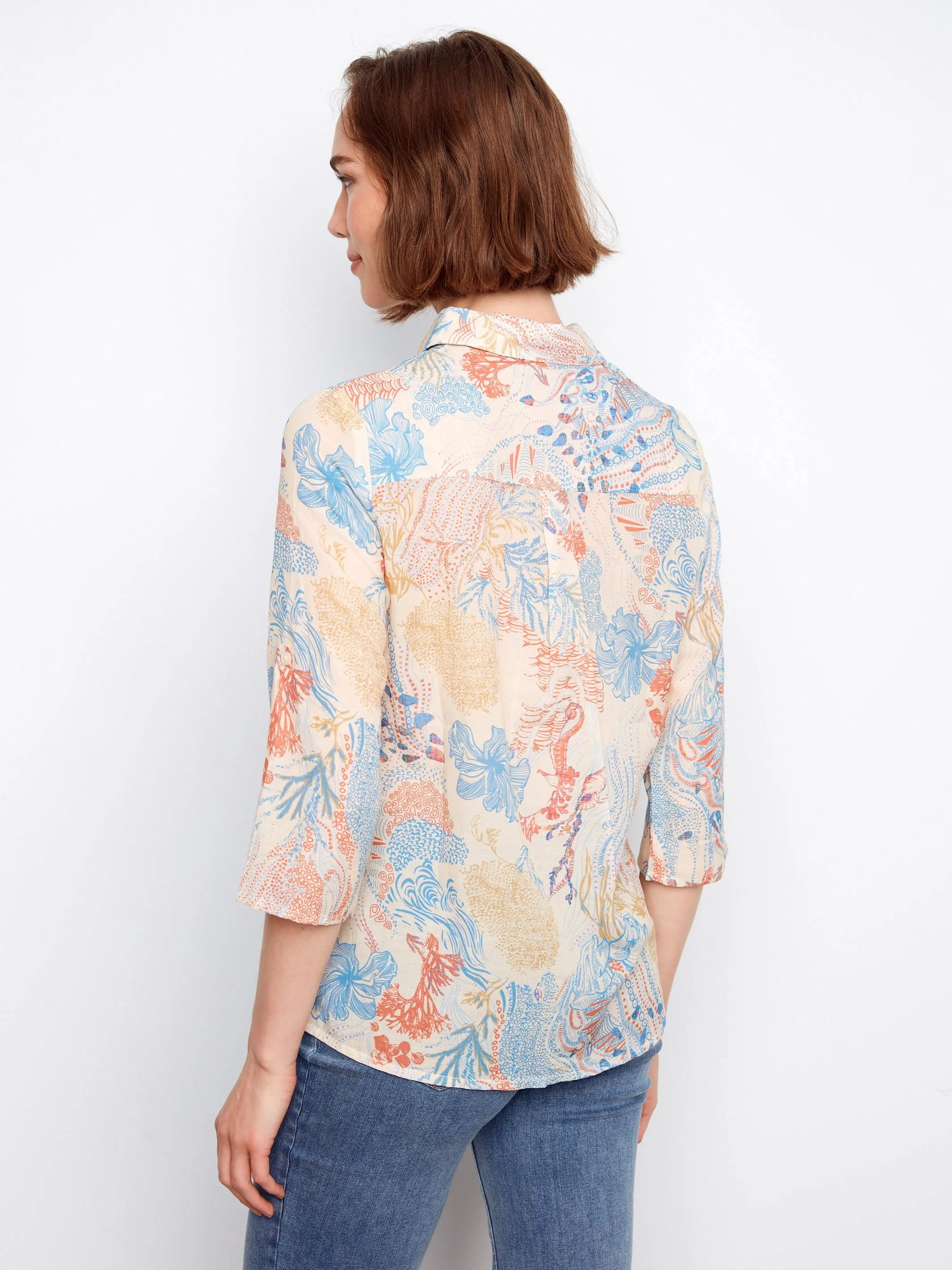Printed Cotton Blend Button-Up Shirt - Coraline sold by Charlie B product image thumbnail 4
