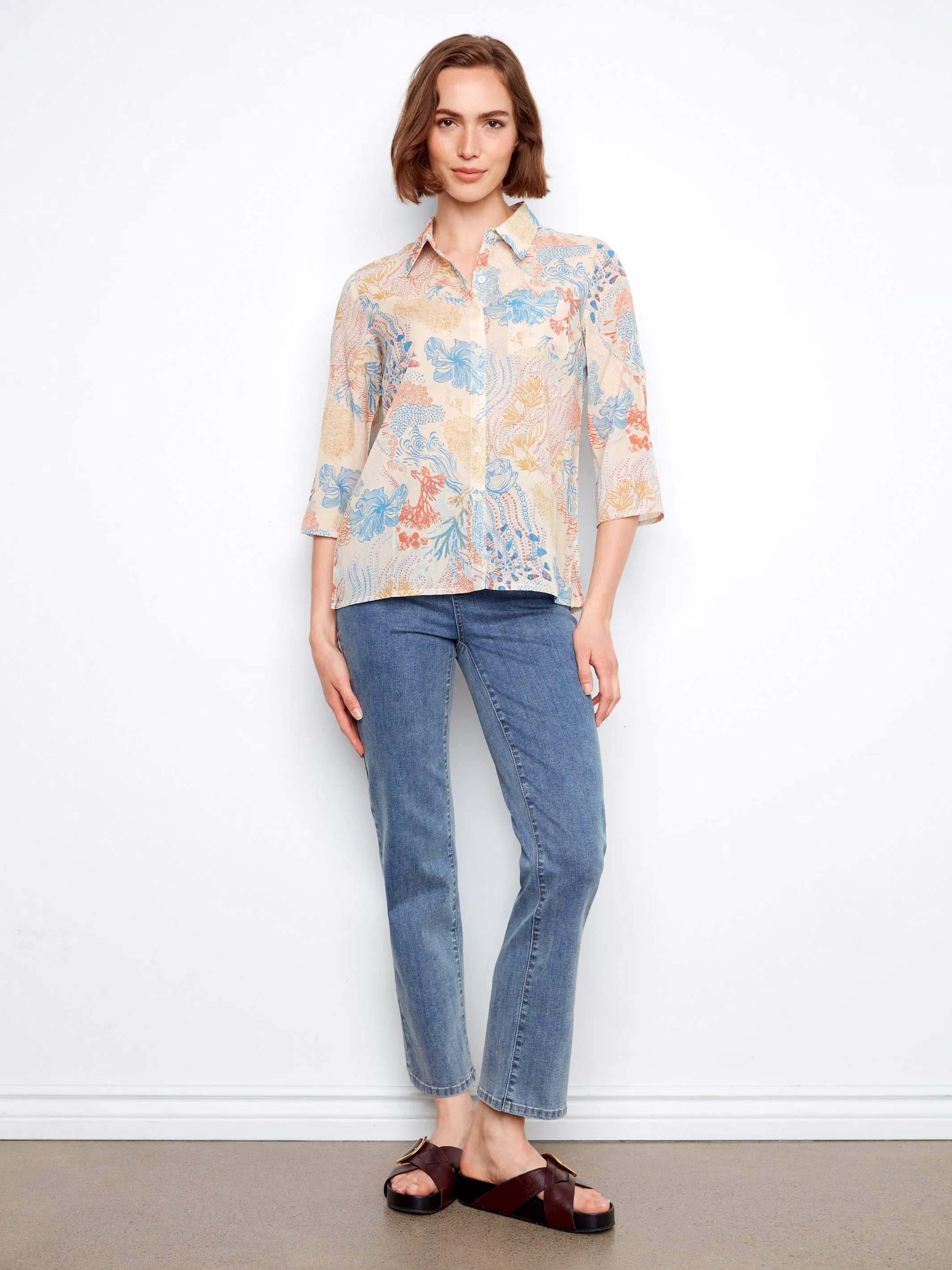 Printed Cotton Blend Button-Up Shirt - Coraline sold by Charlie B product image thumbnail 5