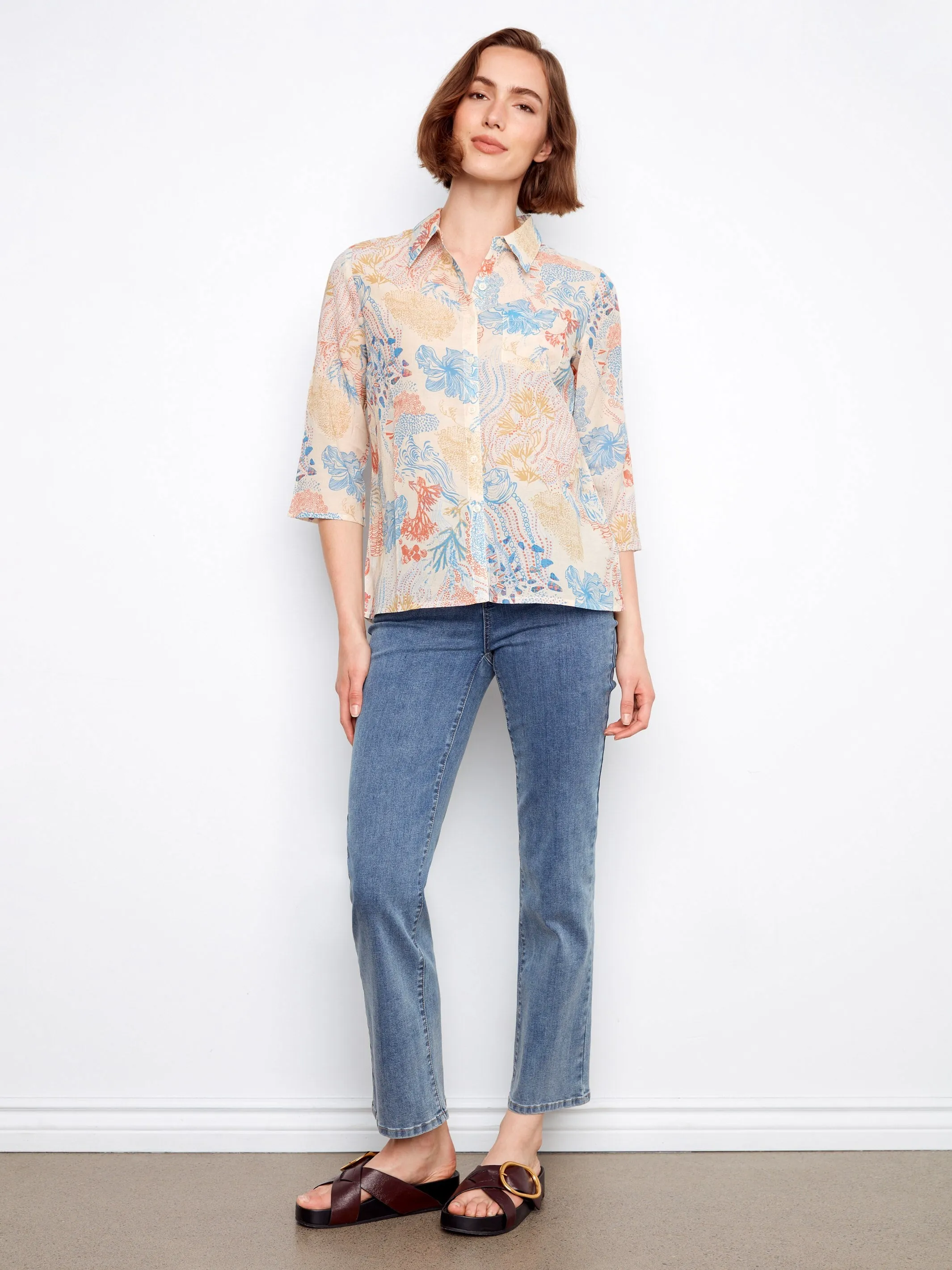 Printed Cotton Blend Button-Up Shirt - Coraline sold by Charlie B product image thumbnail 2