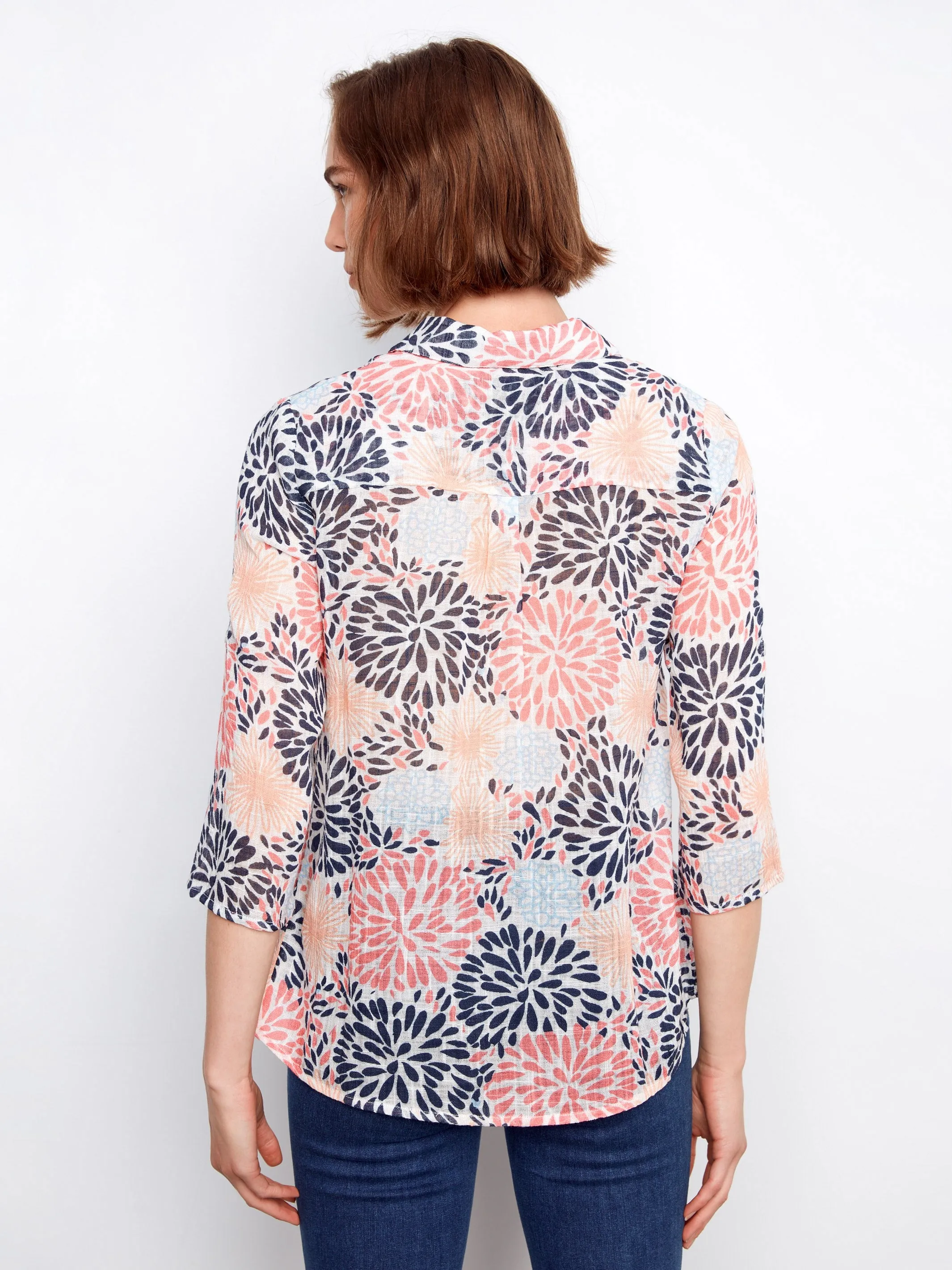 Printed Cotton Gauze Button-Up Shirt - Fireworks sold by Charlie B product image thumbnail 3