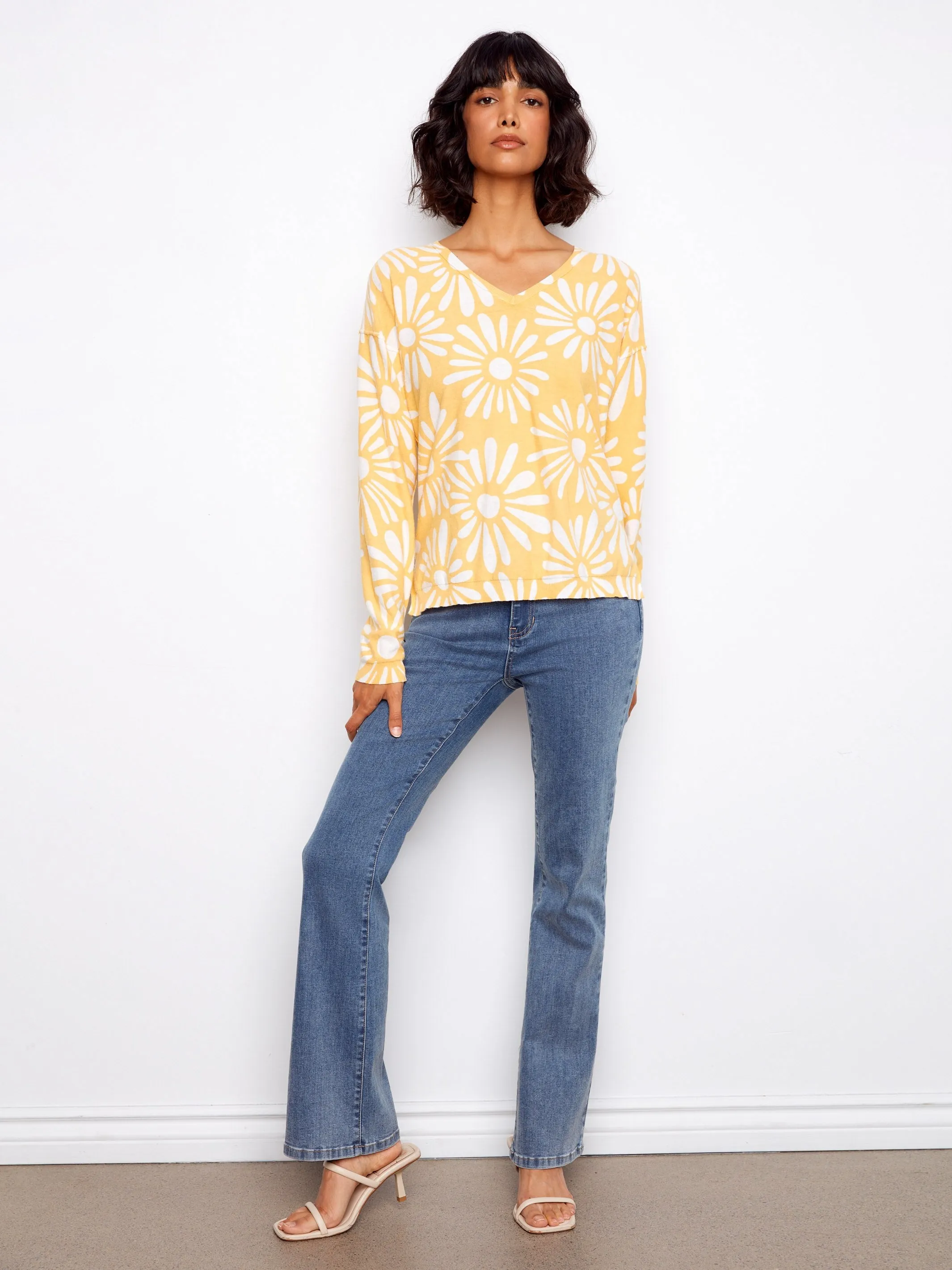 Reversible Printed V-Neck Sweater - Sunkiss sold by Charlie B product image thumbnail 4