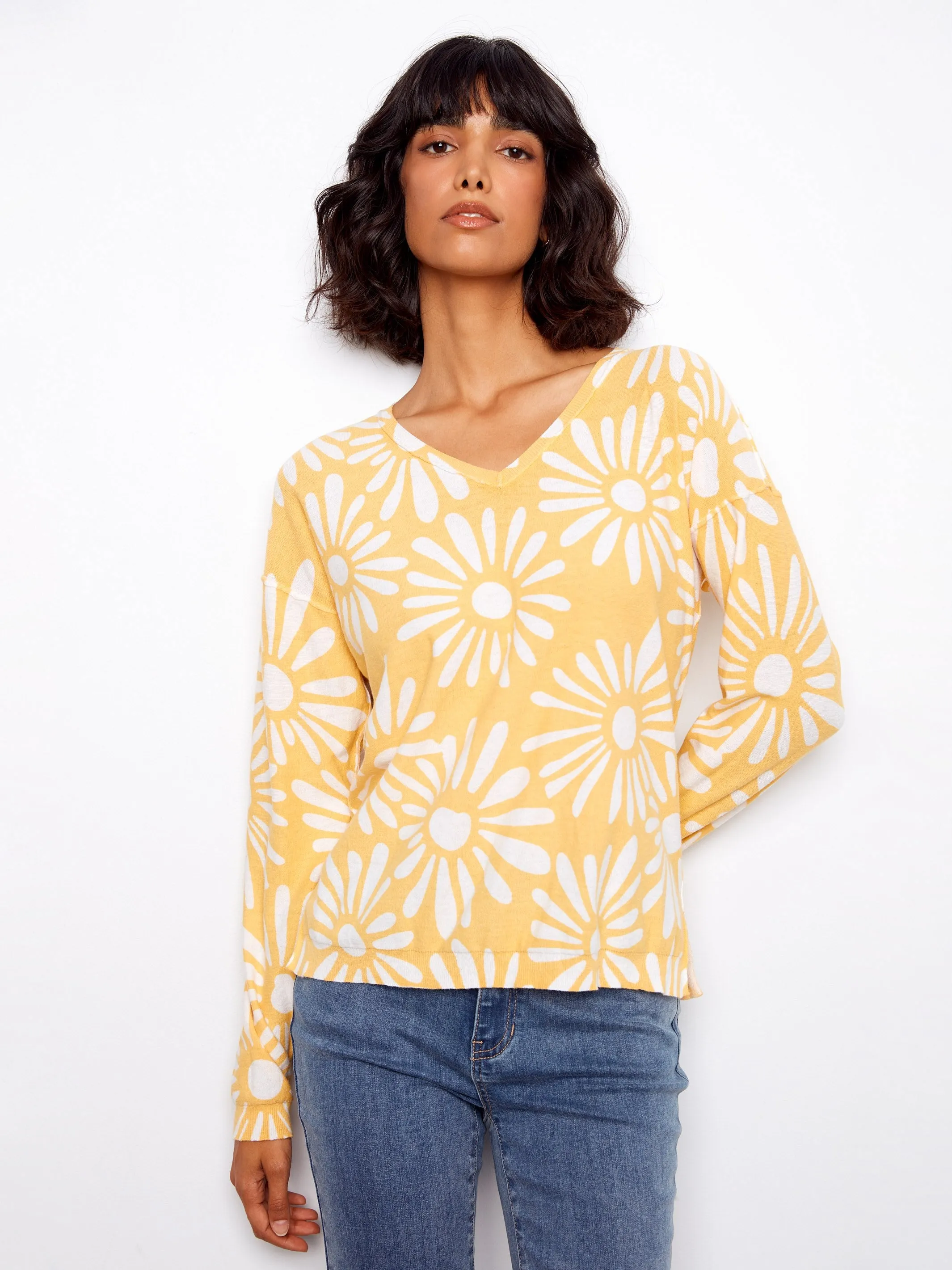 Reversible Printed V-Neck Sweater - Sunkiss sold by Charlie B product image thumbnail 2