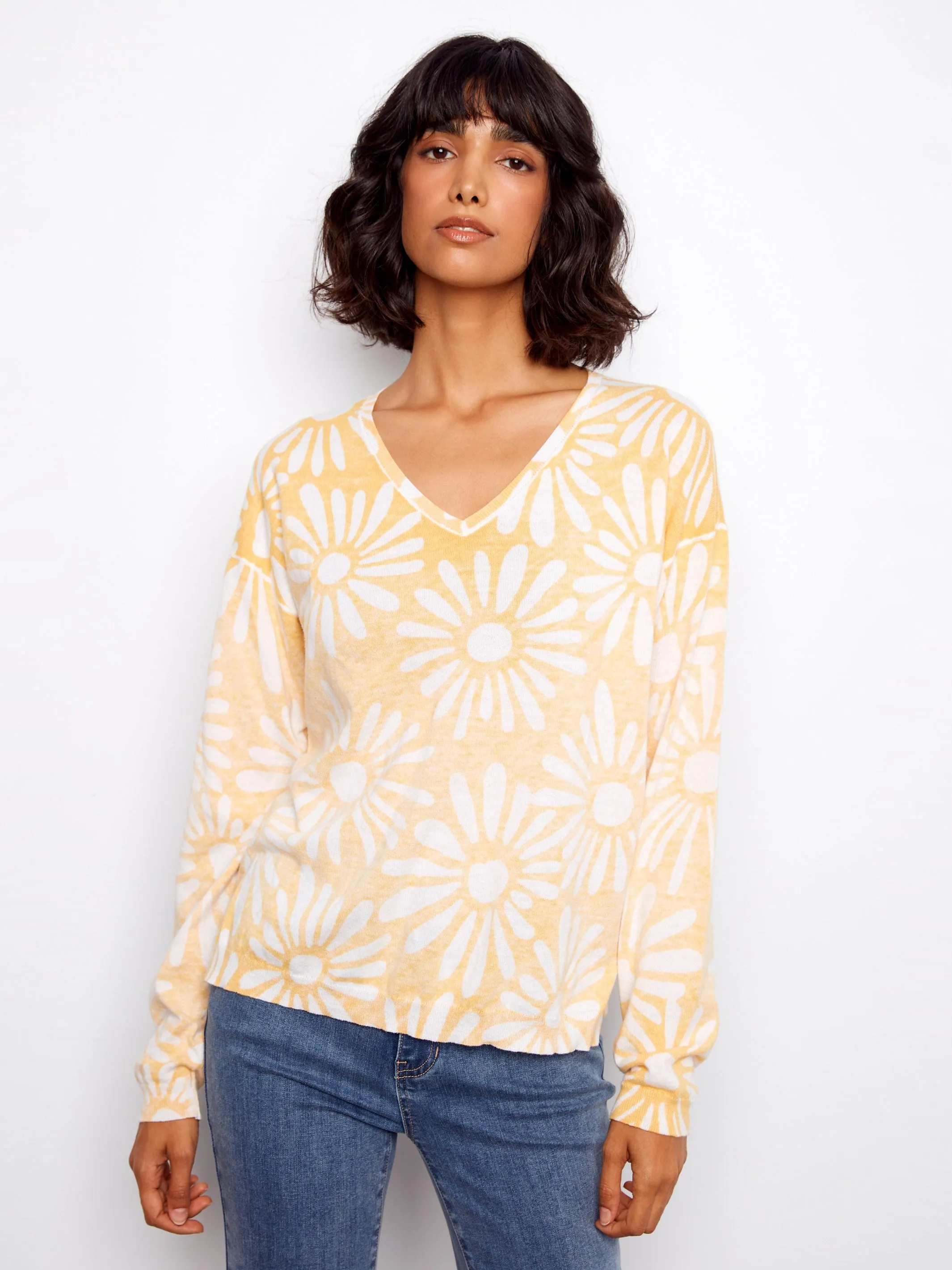 Reversible Printed V-Neck Sweater - Sunkiss sold by Charlie B
