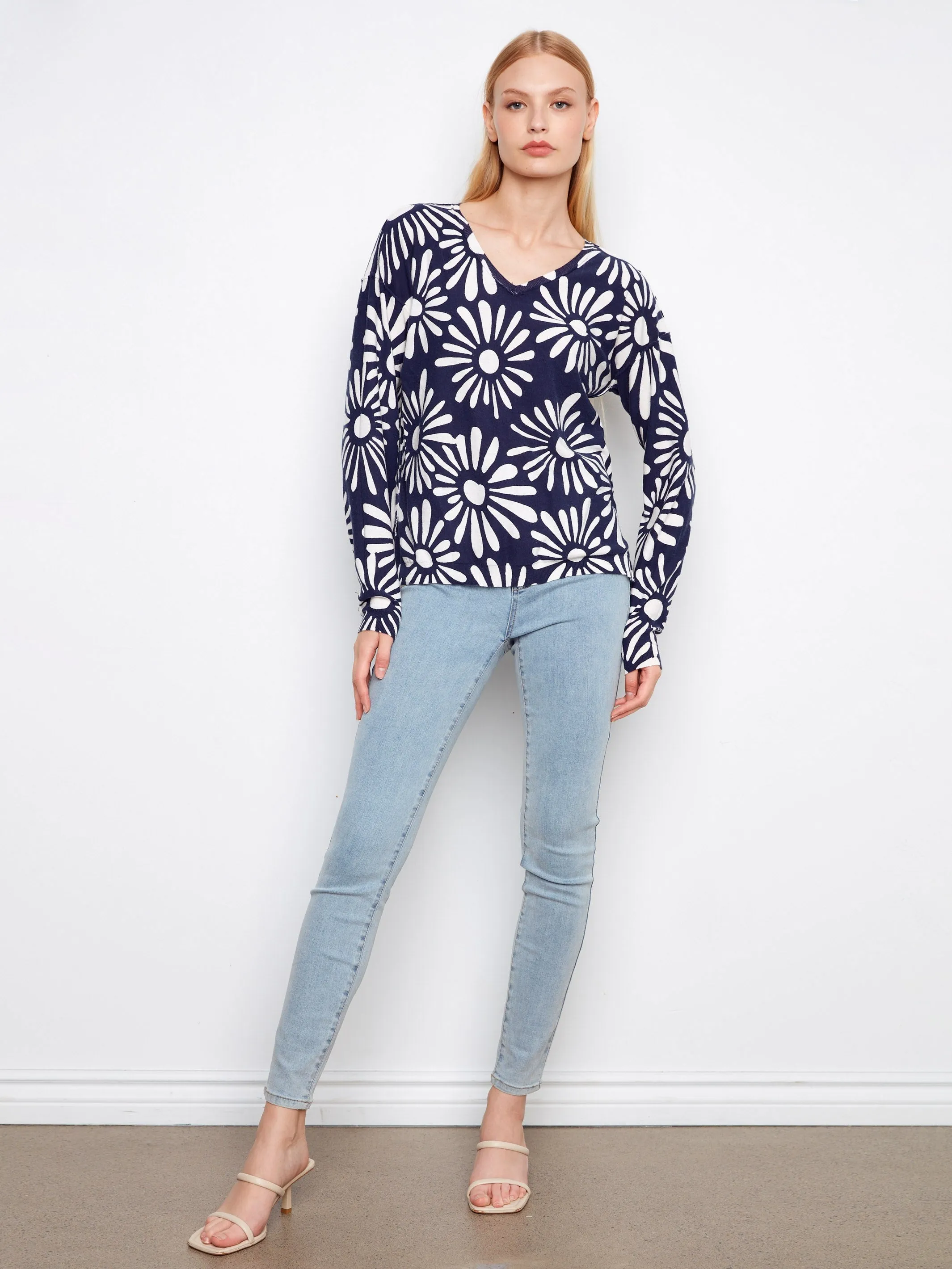 Reversible Printed V-Neck Sweater - Nautic sold by Charlie B product image thumbnail 5