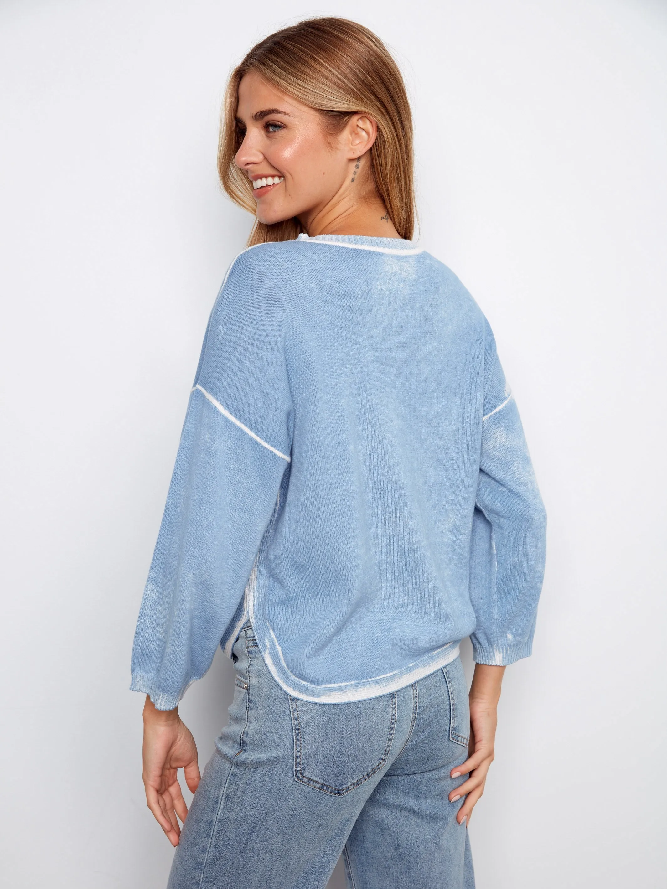 Rounded Hem Cotton Sweater - Bluebell sold by Charlie B product image thumbnail 5