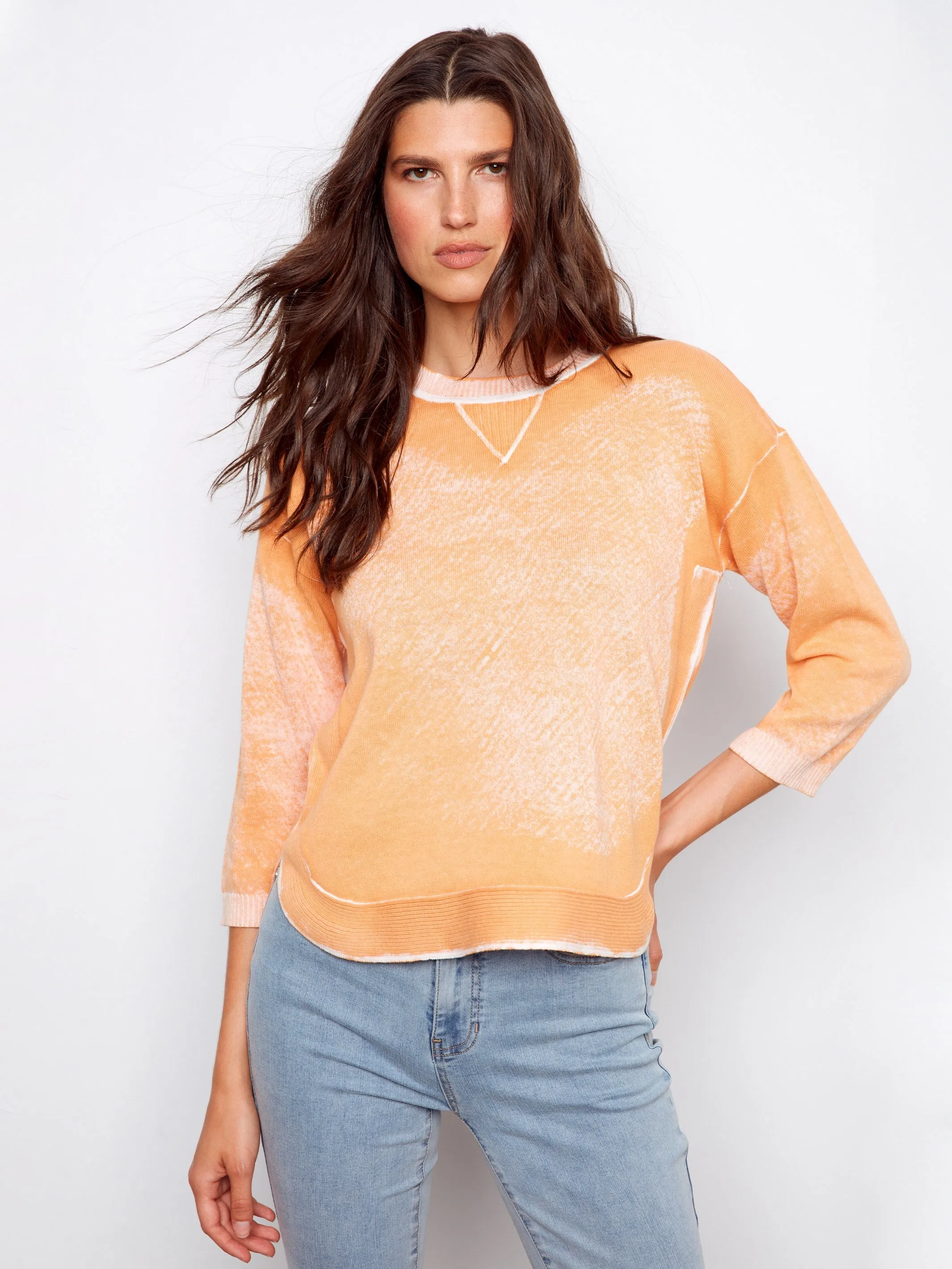 Rounded Hem Cotton Sweater - Apricot sold by Charlie B product image thumbnail 4