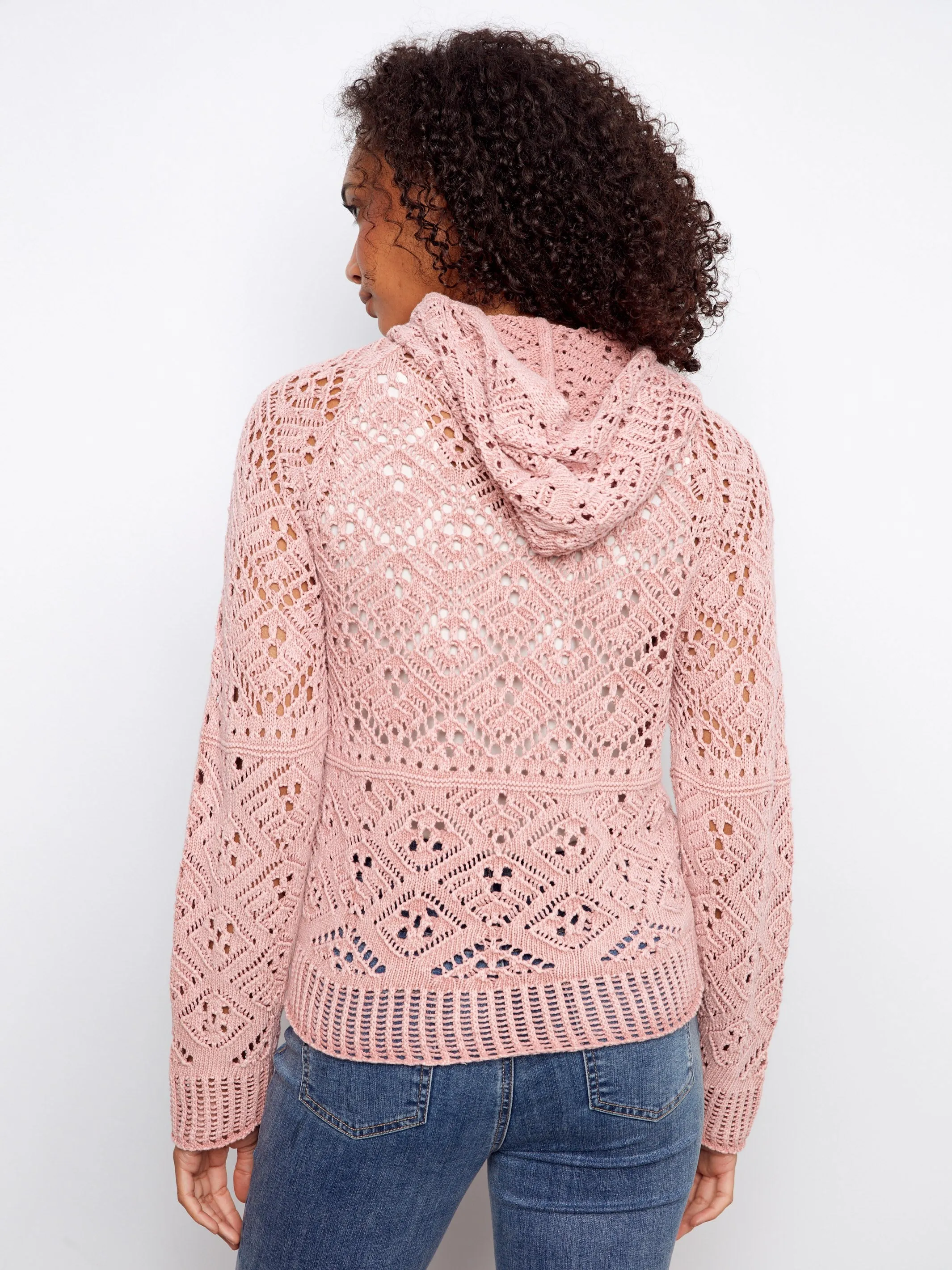 Cotton Crochet Hoodie Sweater - Carnation sold by Charlie B product image thumbnail 4