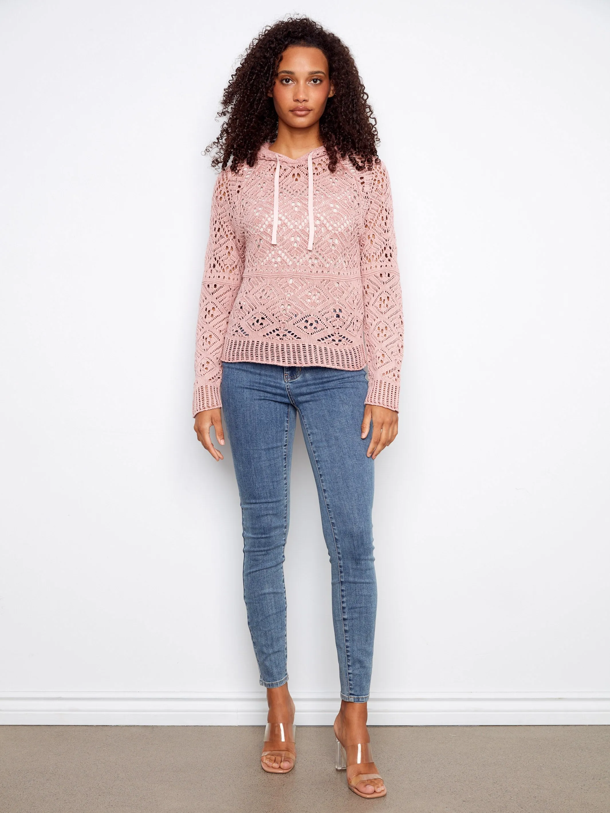 Cotton Crochet Hoodie Sweater - Carnation sold by Charlie B product image thumbnail 2