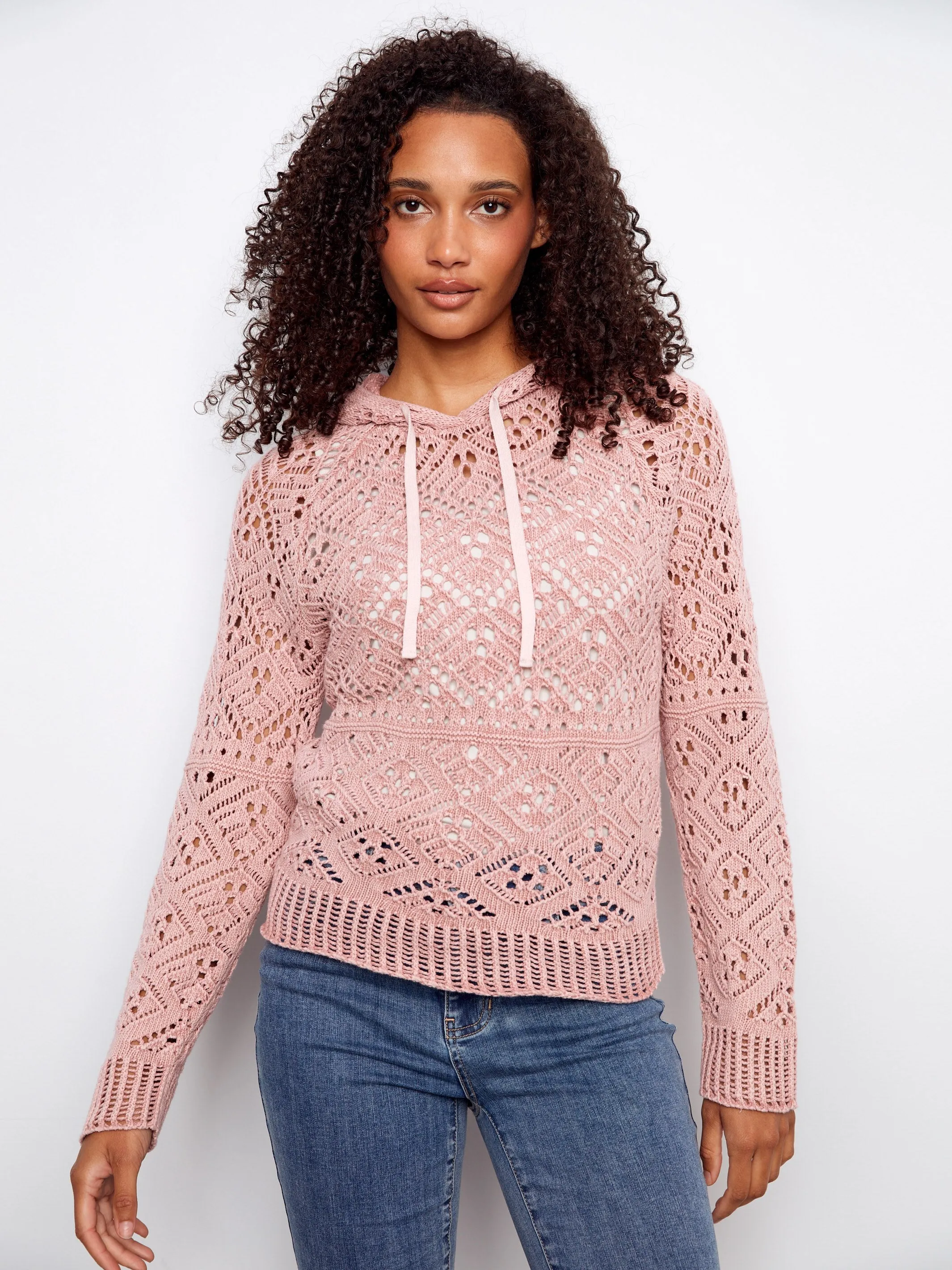 Cotton Crochet Hoodie Sweater - Carnation sold by Charlie B product image thumbnail 3