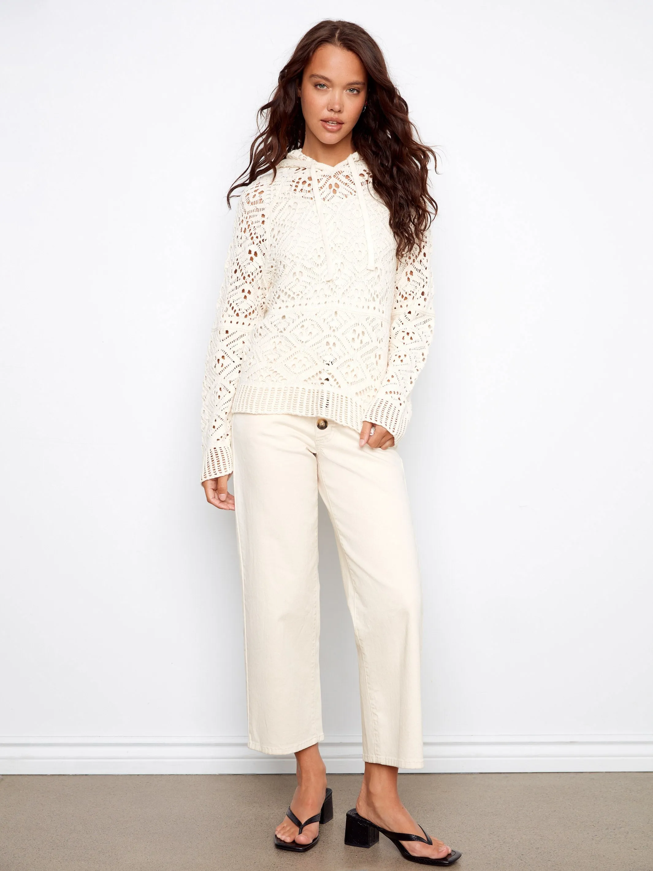 Cotton Crochet Hoodie Sweater - Natural sold by Charlie B product image thumbnail 2