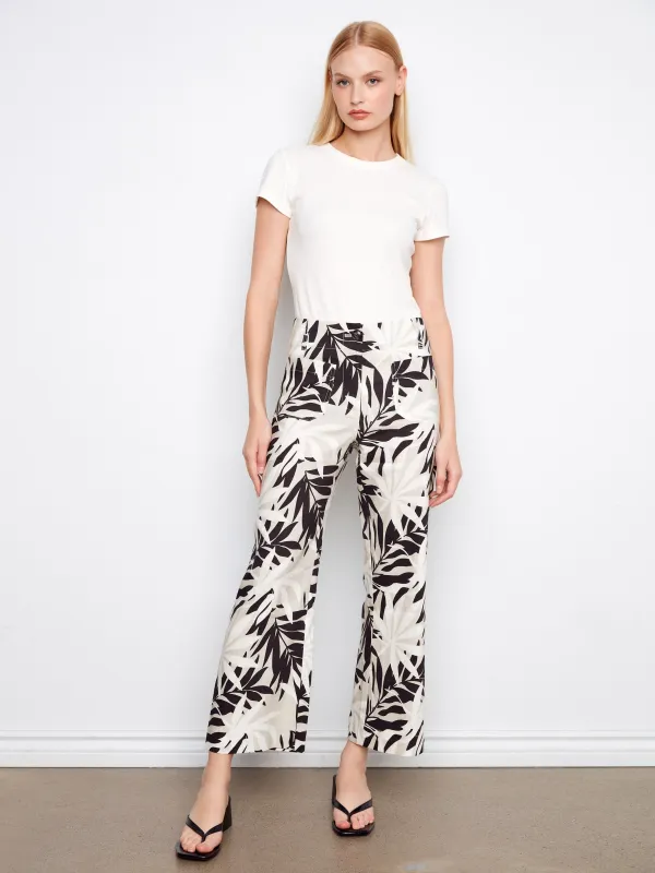 Printed Cropped Linen Blend Pants - Leaflet made by Charlie B