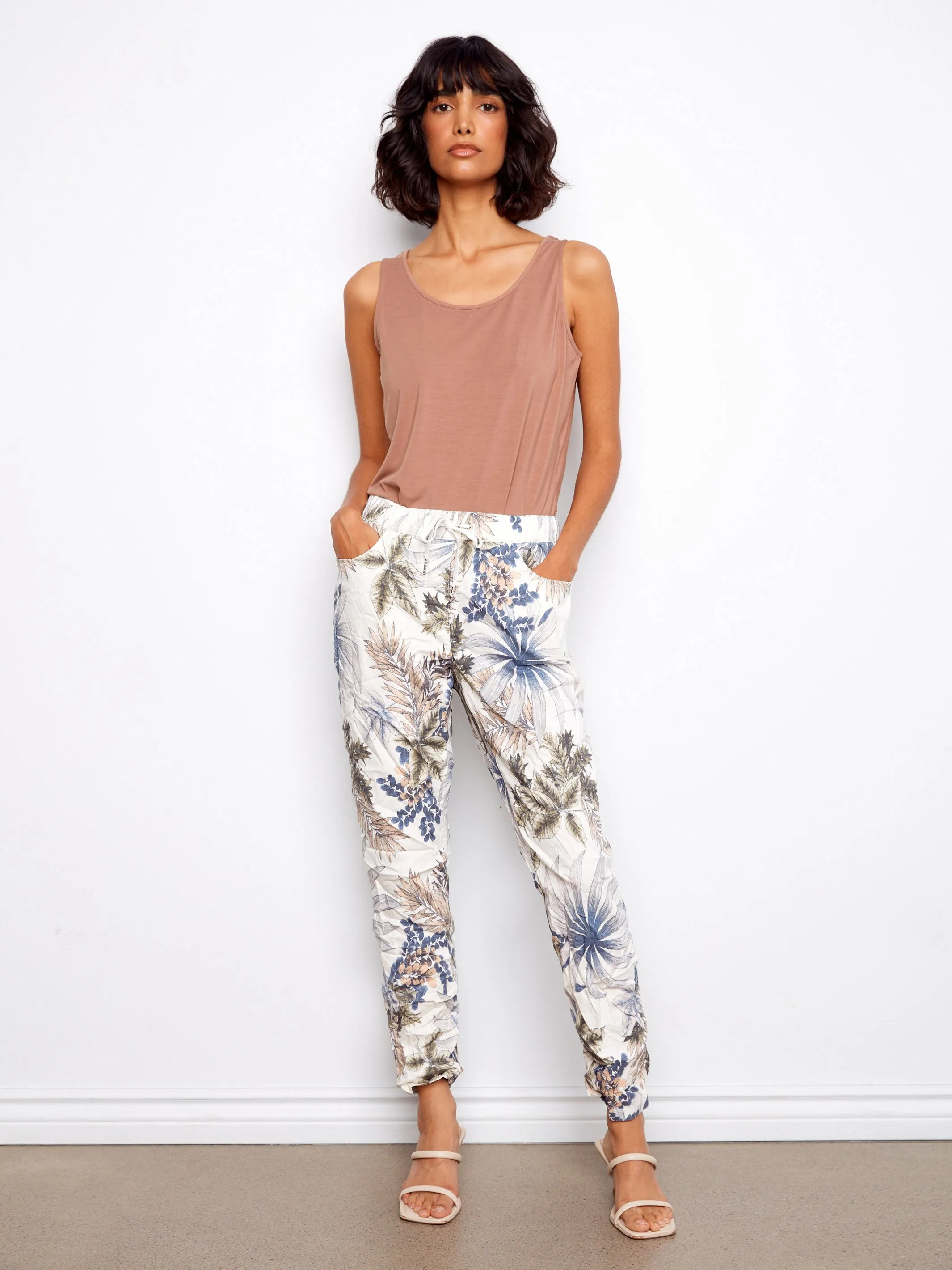 Printed Crinkle Jogger Pants - Hawaii sold by Charlie B
