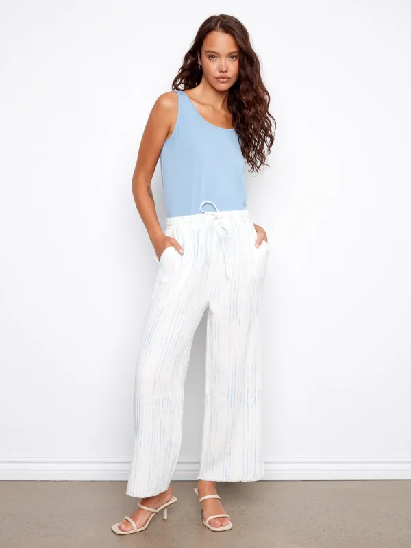 Bubble Cotton Printed Drawstring Pants - Stripes sold by Charlie B