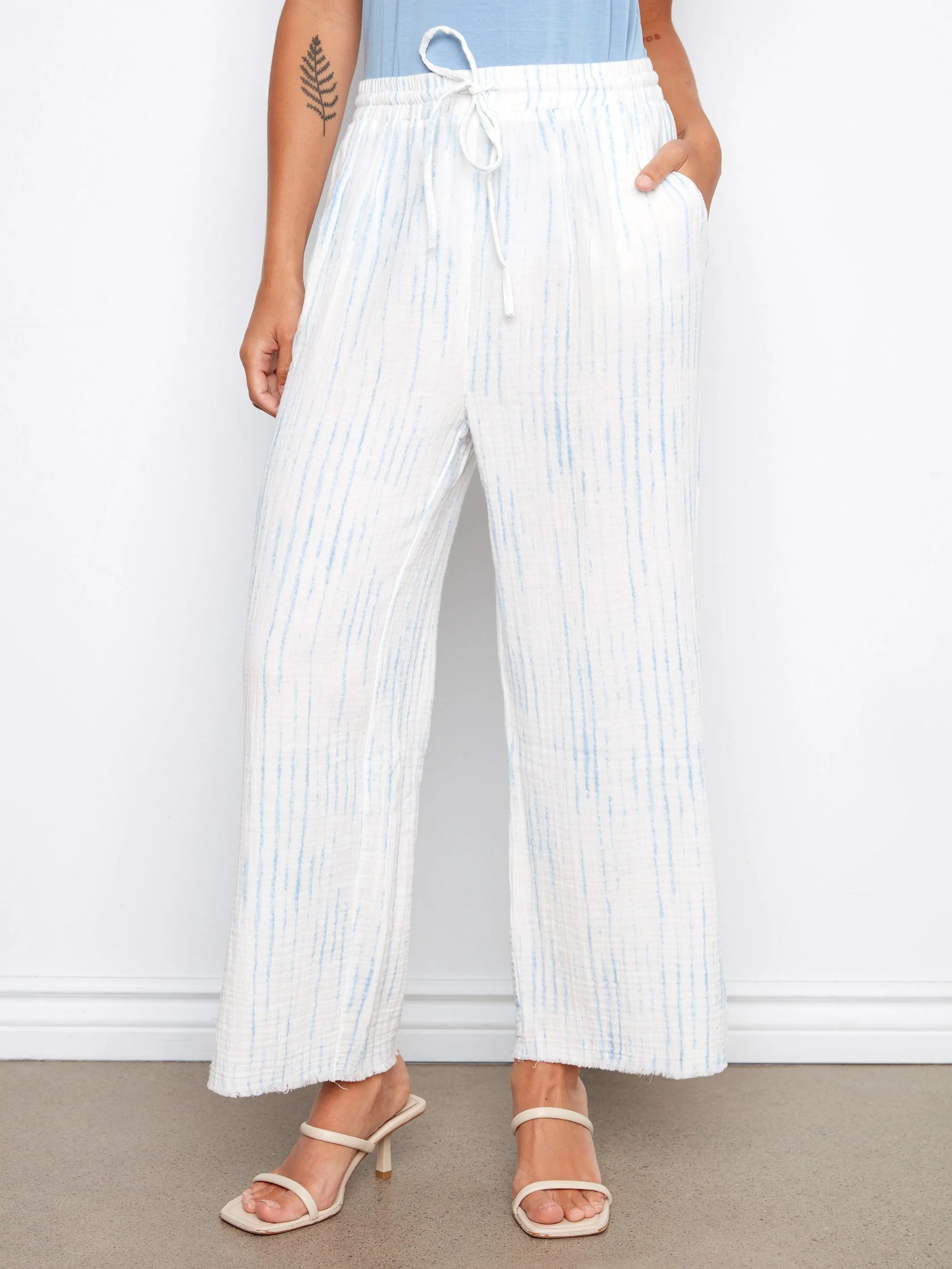 Bubble Cotton Printed Drawstring Pants - Stripes sold by Charlie B product image thumbnail 5