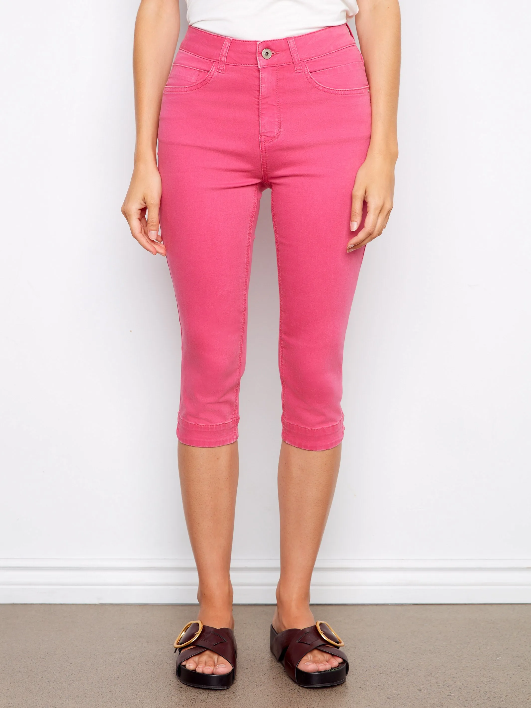 Knee High Capri Twill Pants - Fuchsia sold by Charlie B product image thumbnail 5