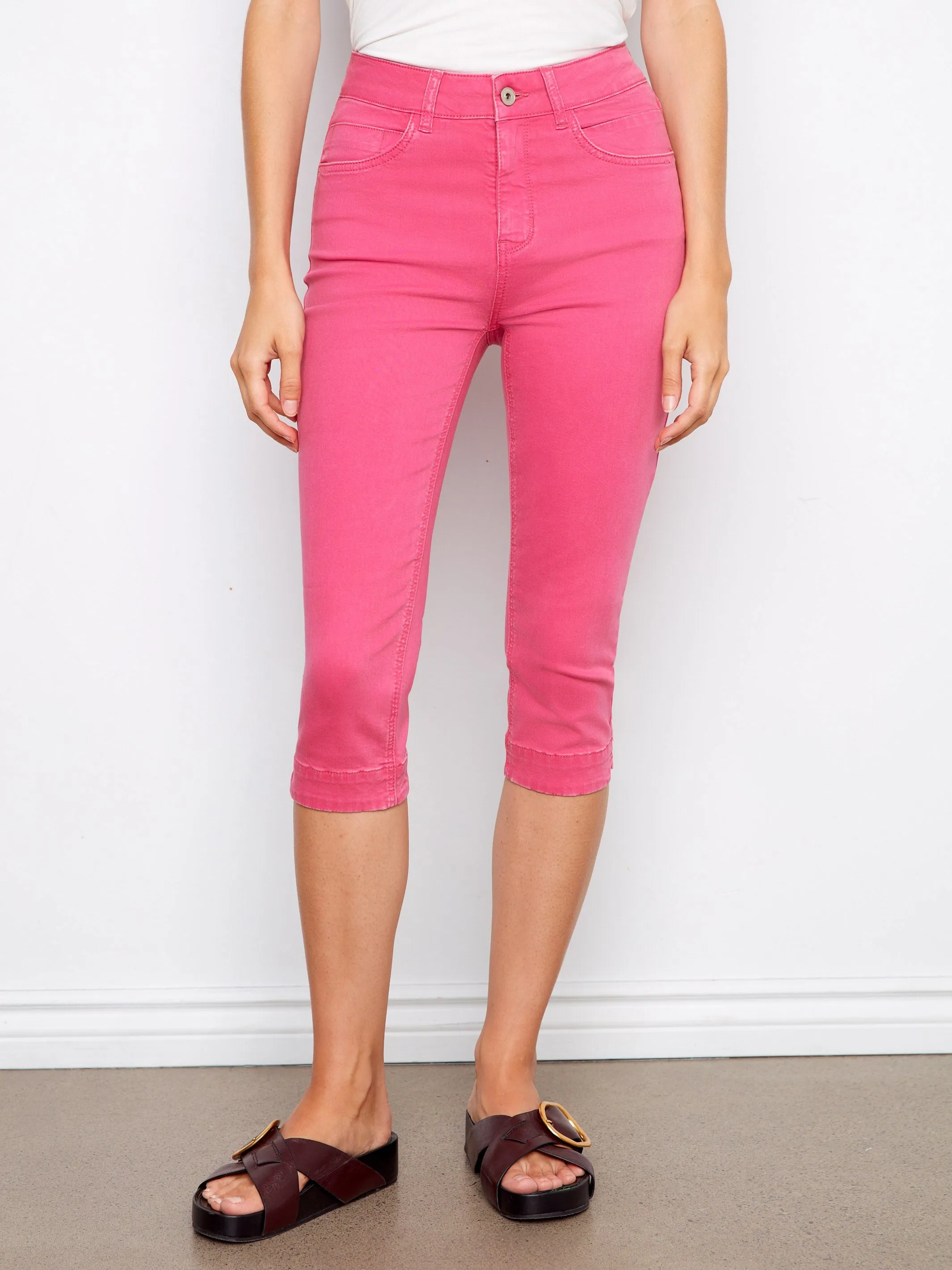 Knee High Capri Twill Pants - Fuchsia sold by Charlie B product image thumbnail 2
